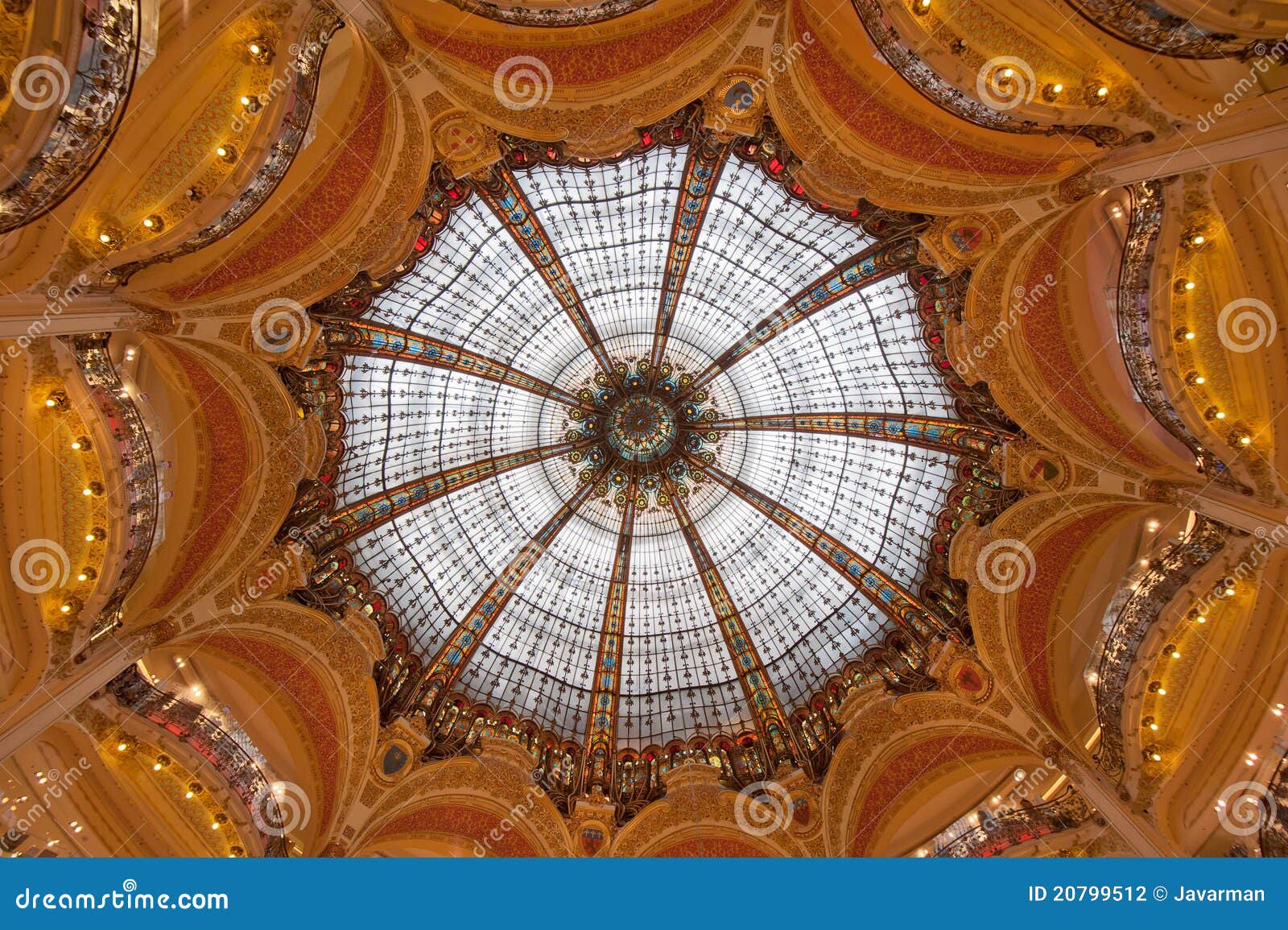 Dome Of Galeries Lafayette Paris France Stock Photo Image Of