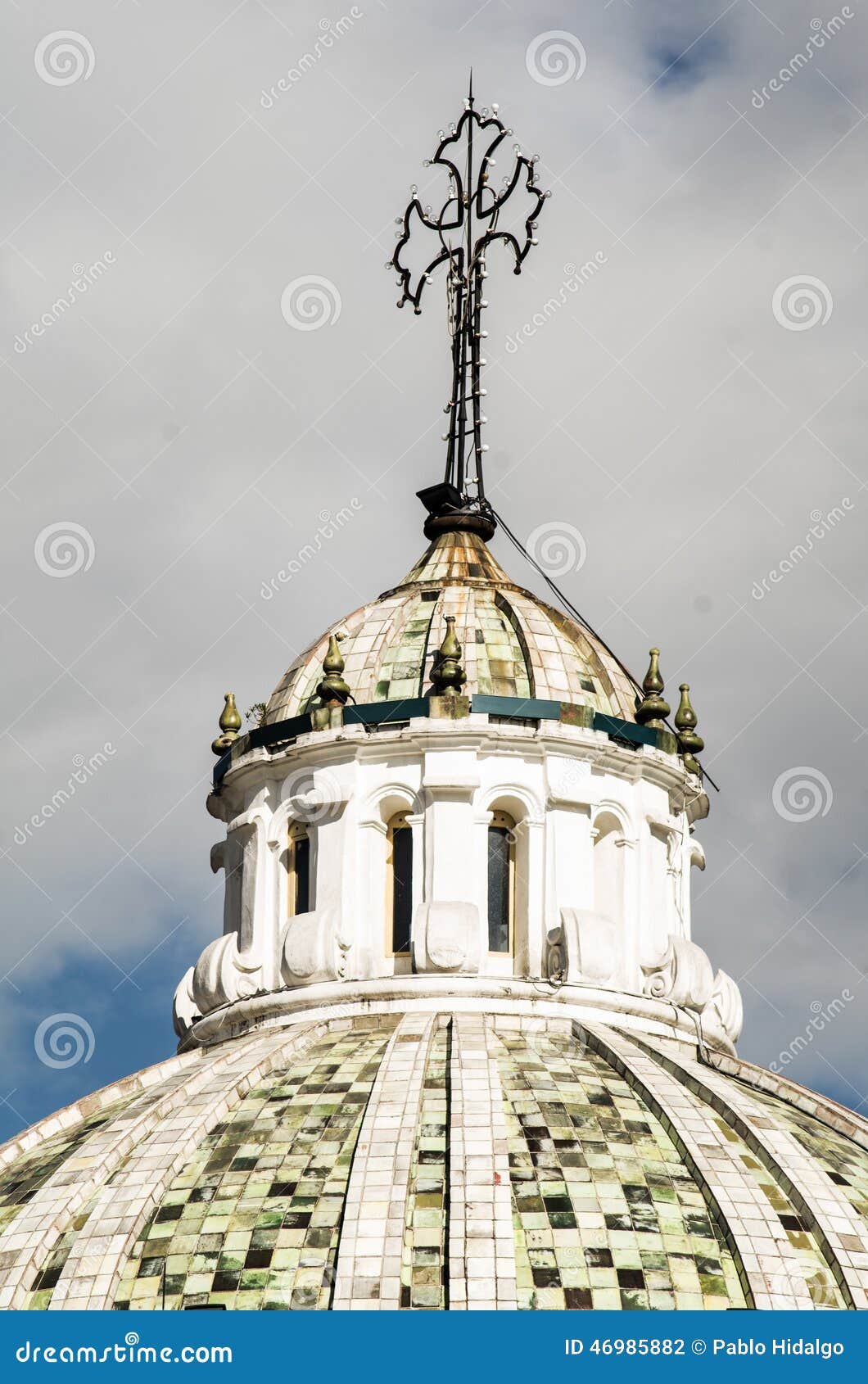 dome of la compania church in quito ecuador south