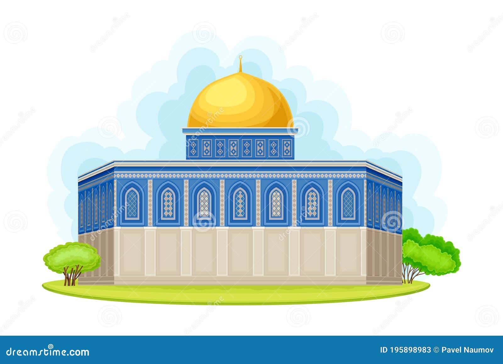 Dome Of The Rock As Shrine In Jerusalem Vector Illustration Stock