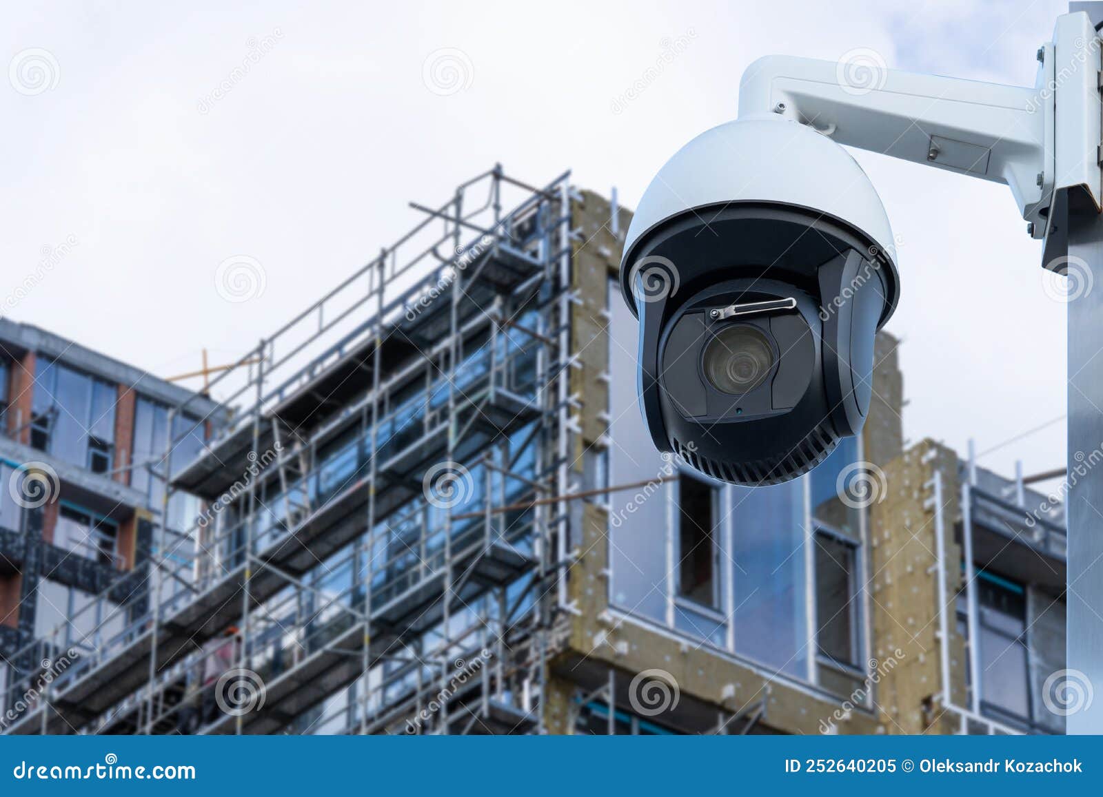 Dome Type Outdoor Cctv Camera, Secure Construction Site. Stock Image