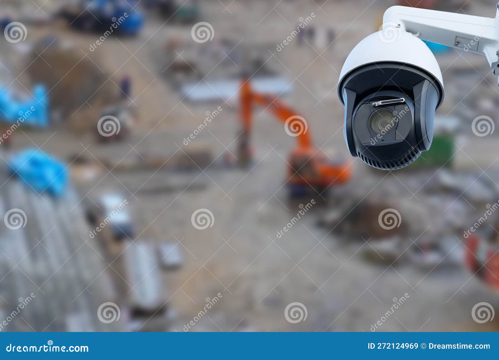 Dome Type Outdoor Cctv Camera, Secure Construction Site. Stock Image