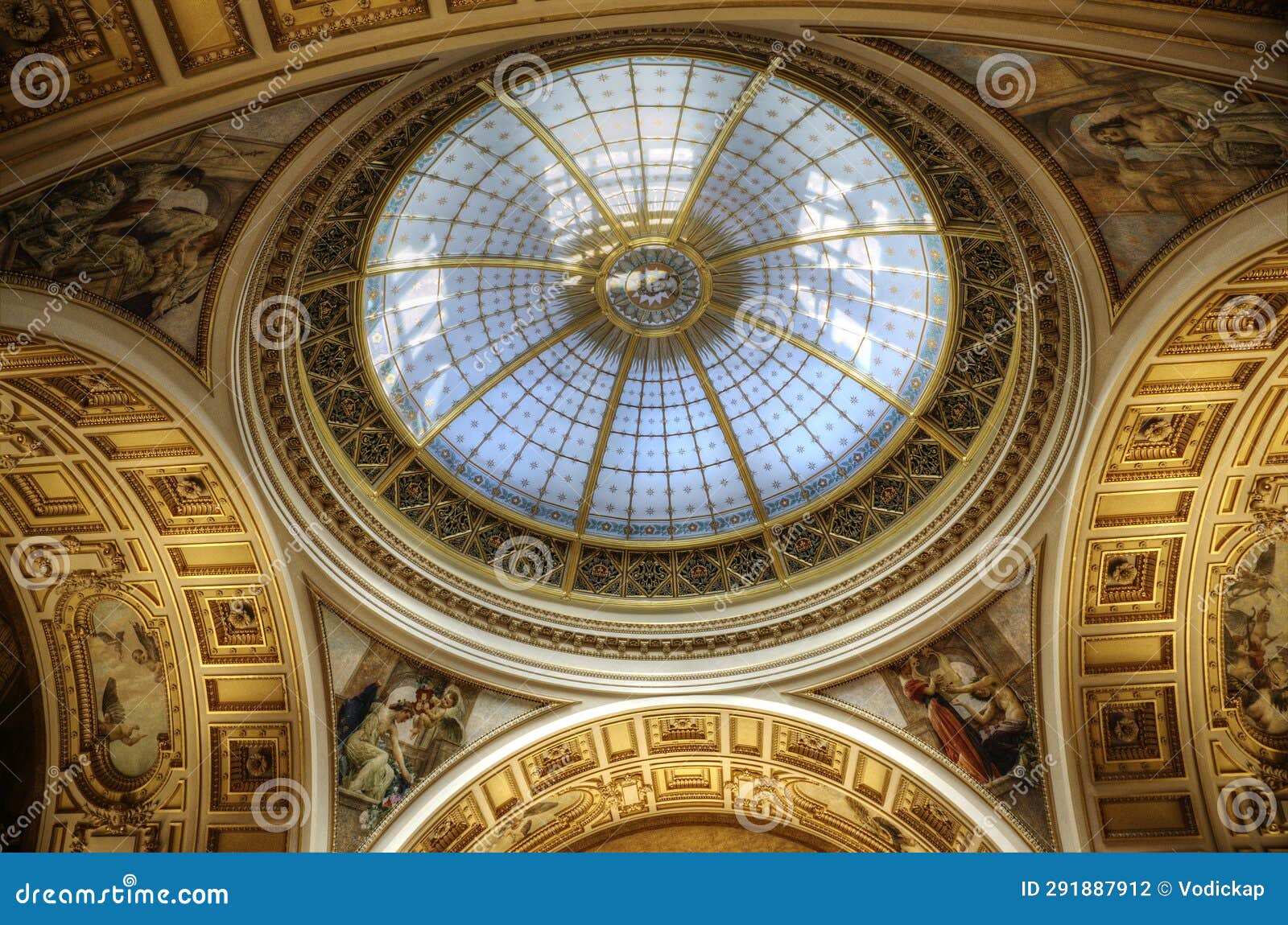 domed ceiling in prague national museum