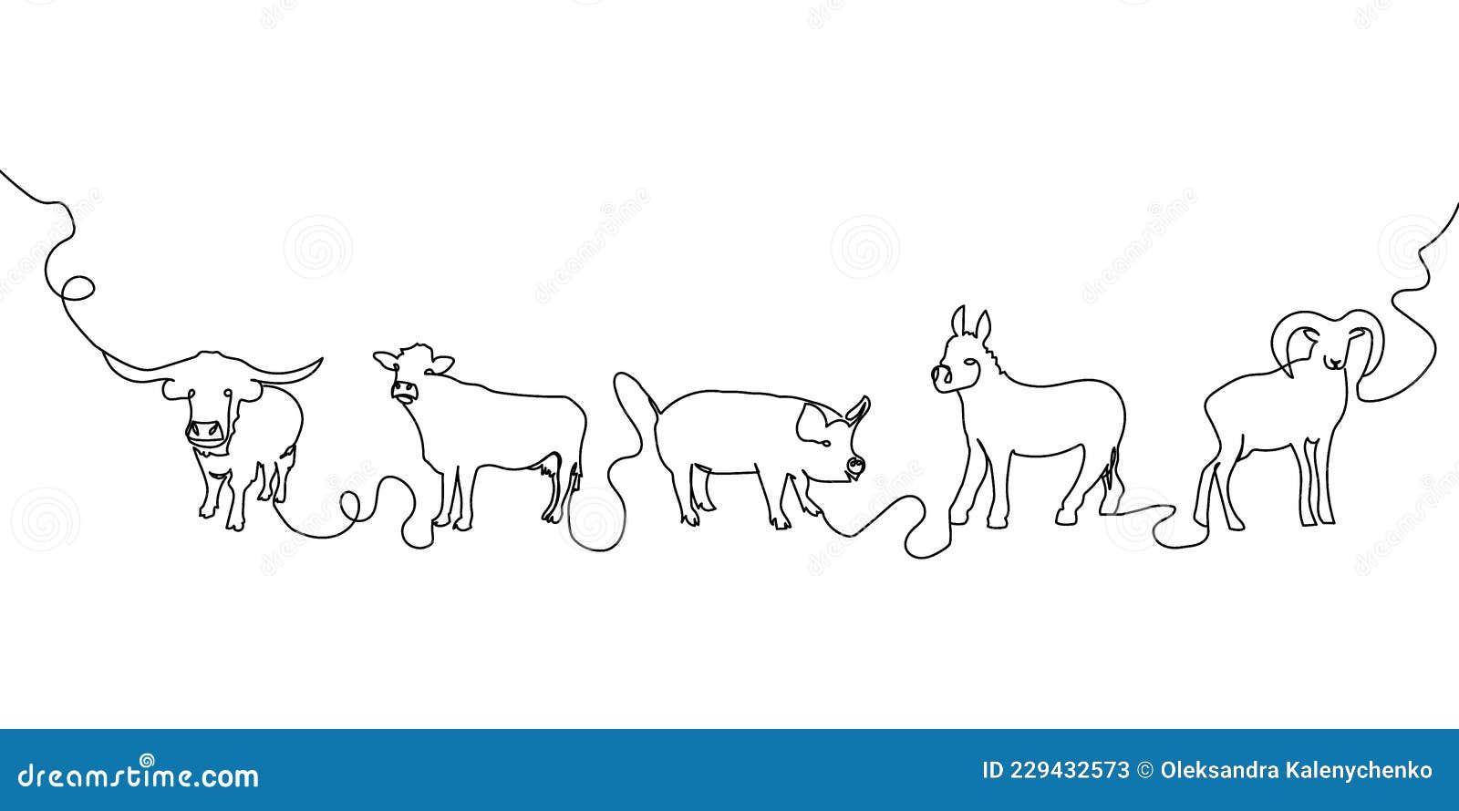 Domestic Animals One Line Set. Continuous Line Drawing of Cow, Pig, Bull, Sheep, Donkey Stock Vector - Illustration of sign, vector: 229432573 Domestic Animals One Line Set. Continuous Line Drawing of Cow, Pig, Bull, Sheep, Donkey Stock Vector - Illustration of sign, vector: 229432573