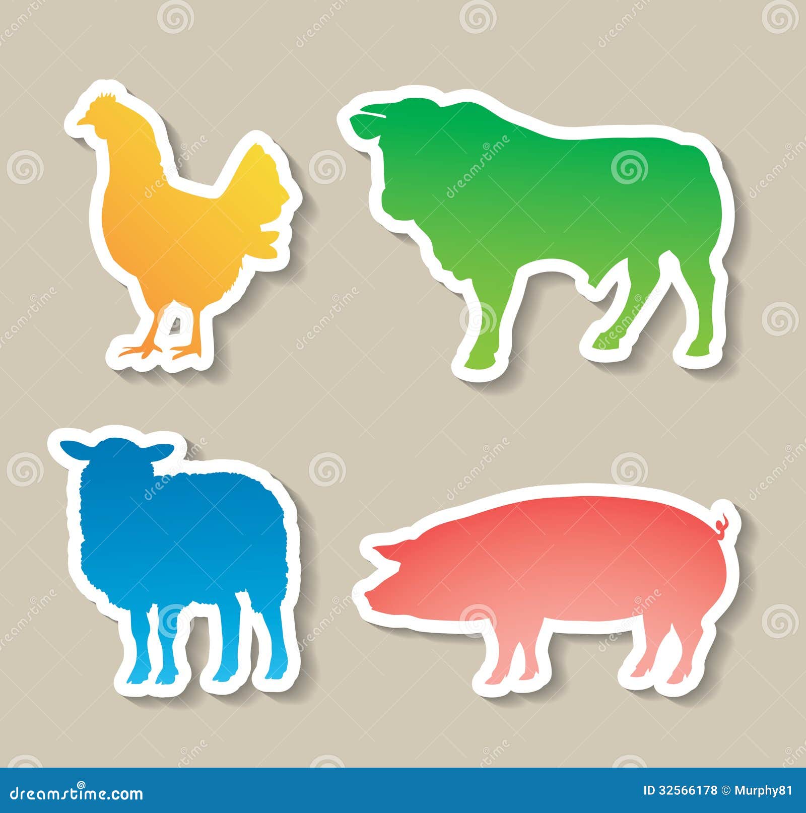 Domestic animals stickers stock vector. Illustration of silhouette