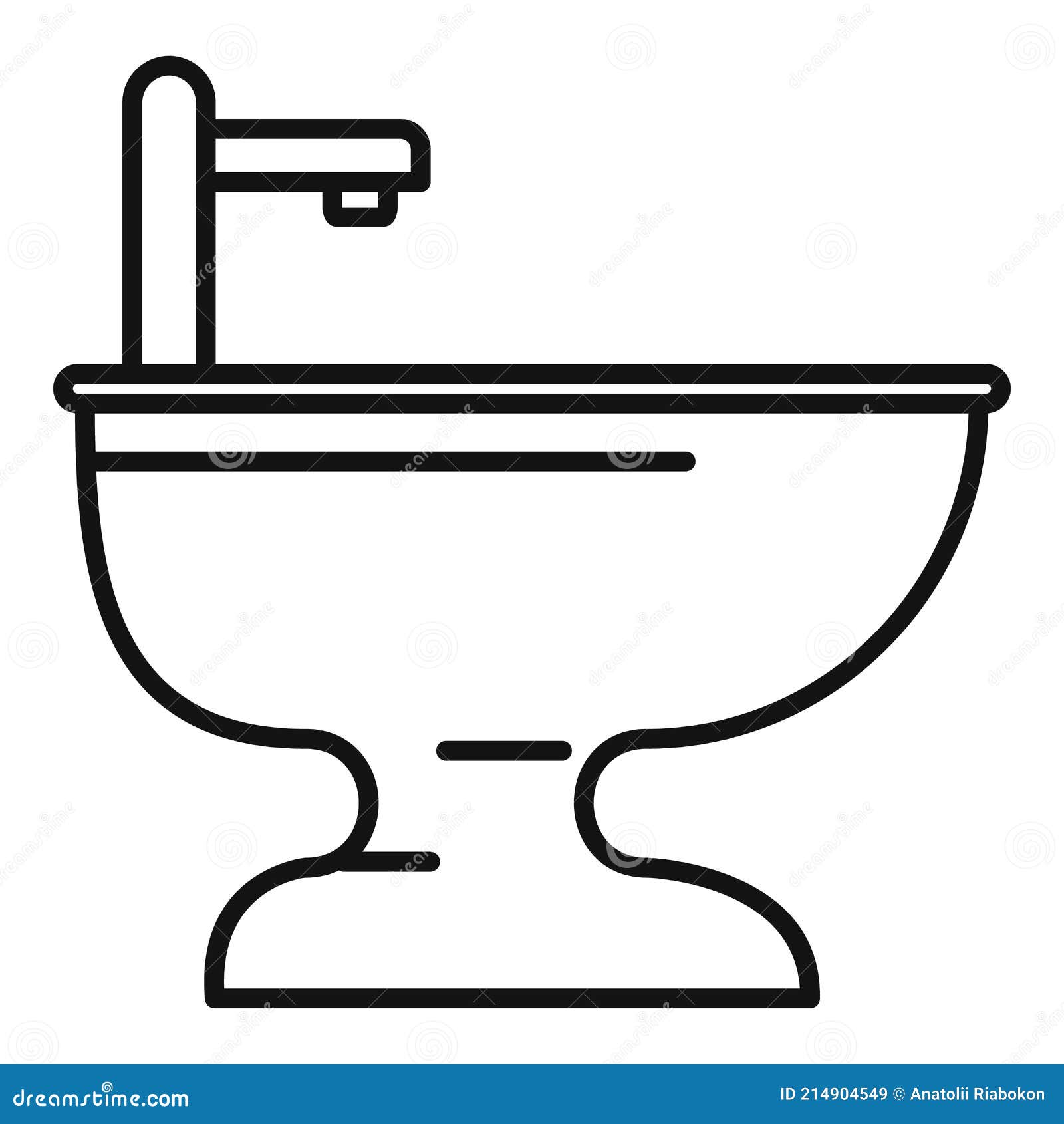 Domestic Bidet Icon, Outline Style Stock Vector Illustration of line