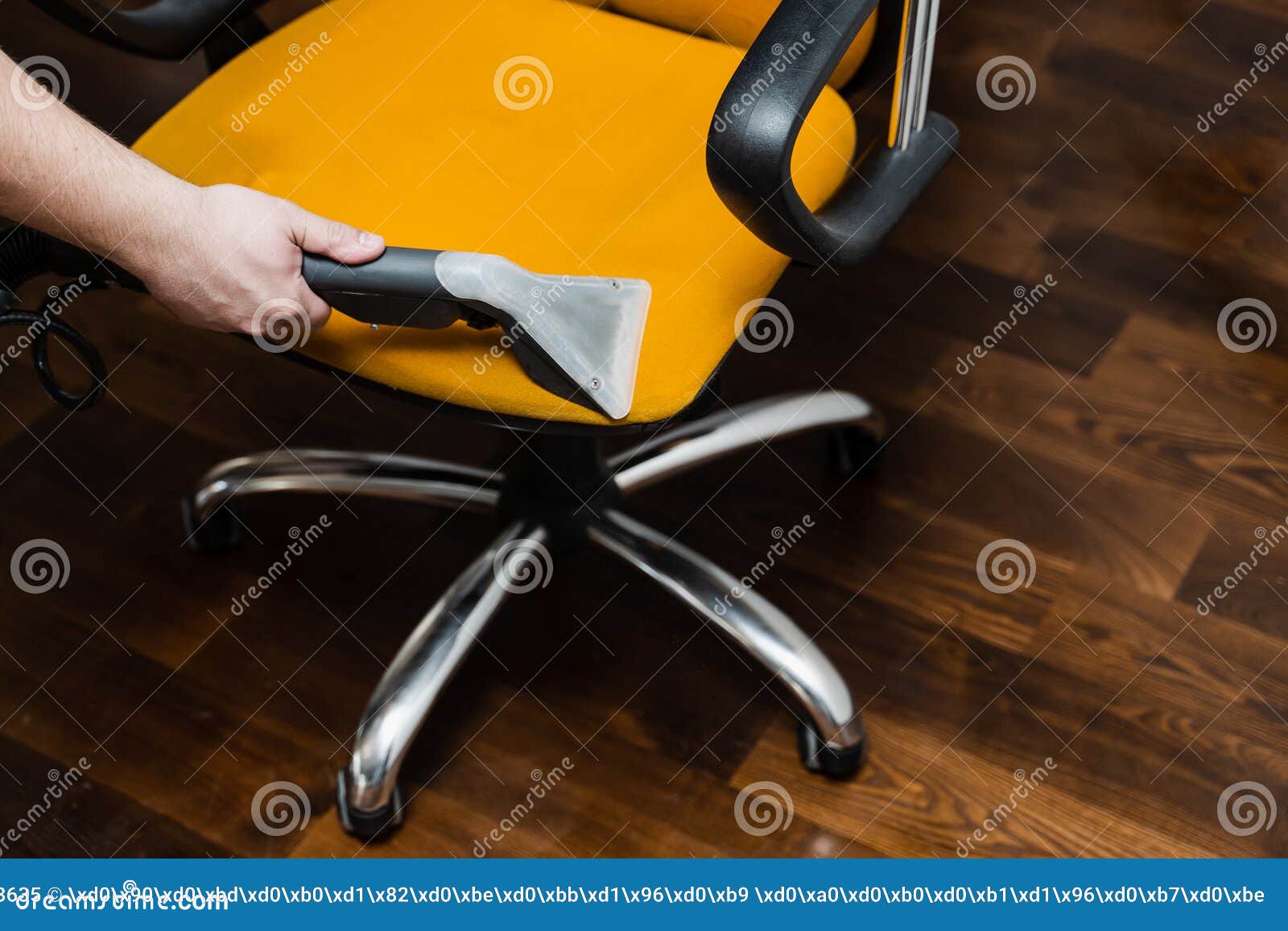 Domestic Cleaning Service Cleaner is Removing Dirt and Dust from Chair