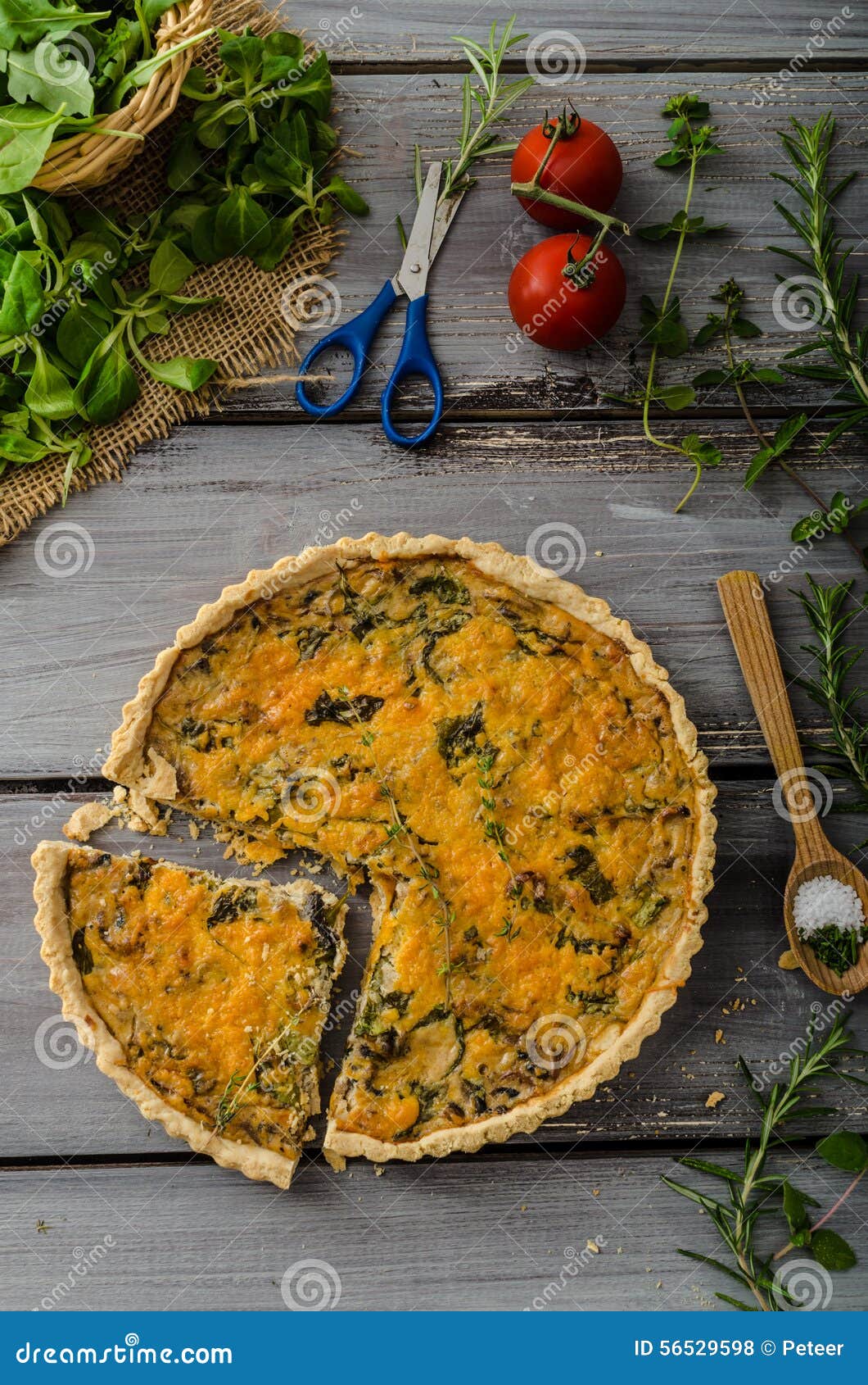 Domestic rustic quiche stock photo. Image of cooking - 56529598
