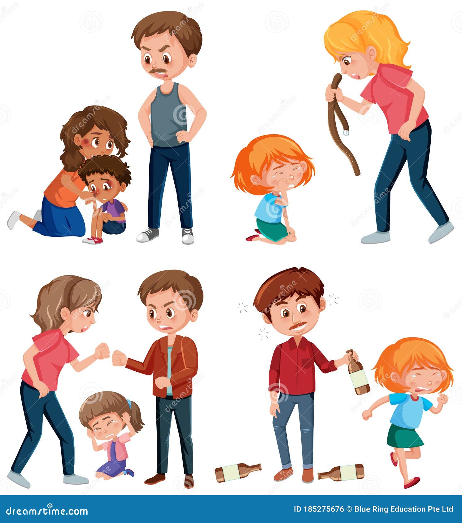 Domestic Violence Scene with Parents Bullying Their Kid Stock Vector ...