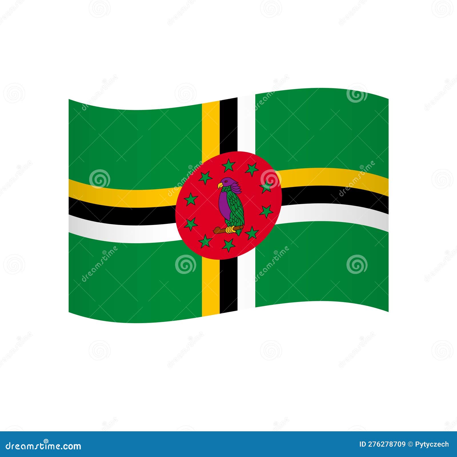 Wavy Vector Flag of Dominica Stock Illustration Illustration of