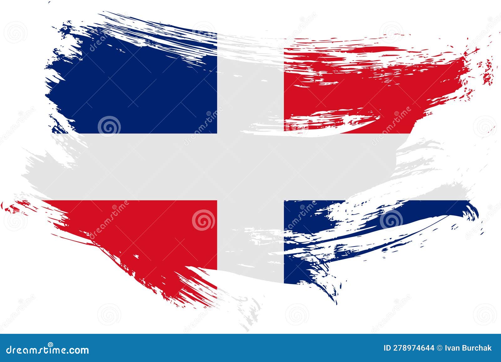 dominican republic brush stroke flag  background. hand drawn grunge style republica dominicana  banner