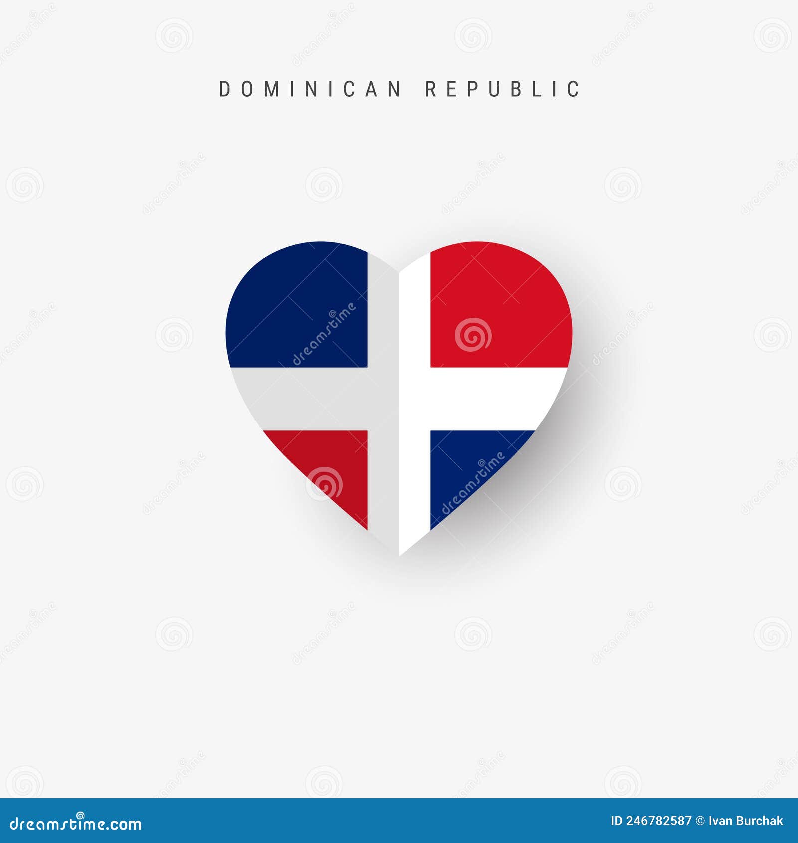 dominican republic heart d flag. origami paper cut republica dominicana national banner
