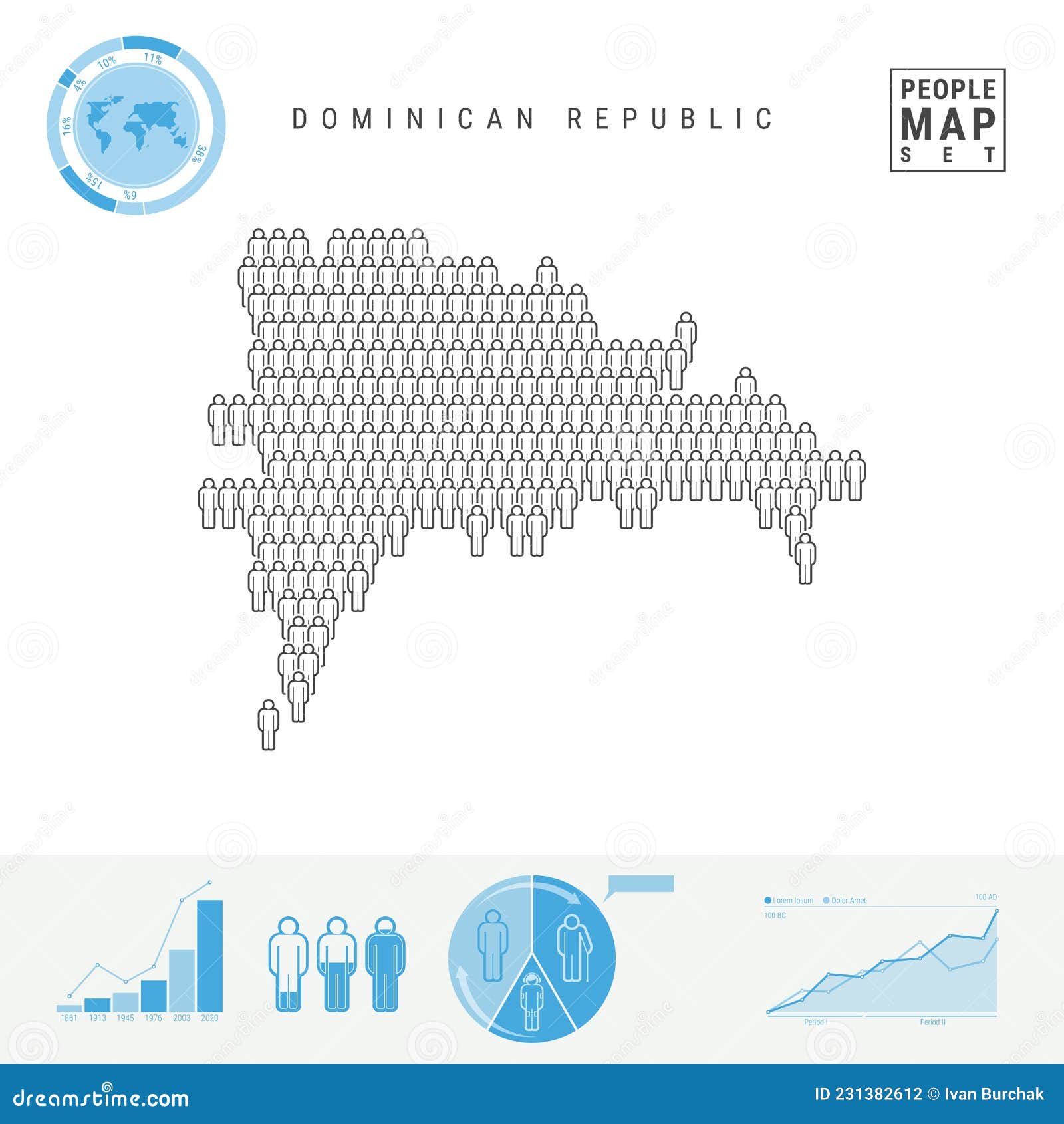 Dominican Republic People Icon Map. Stylized Vector Silhouette