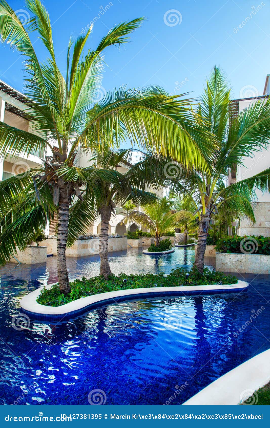 dominican republic, punta cana, saona island - mano juan beach, hotel, swimpool. fishermen`s village