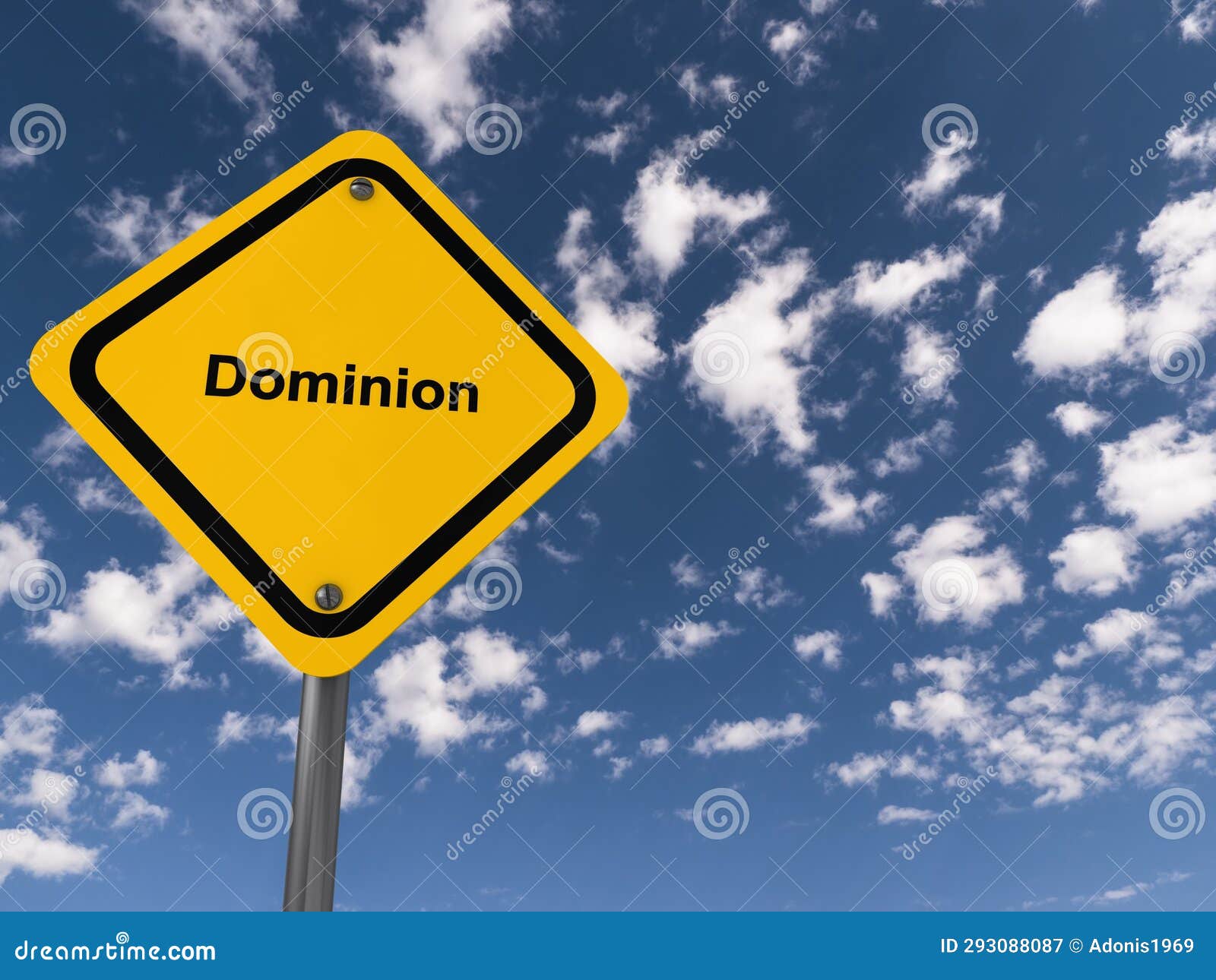 dominion traffic sign on blue sky