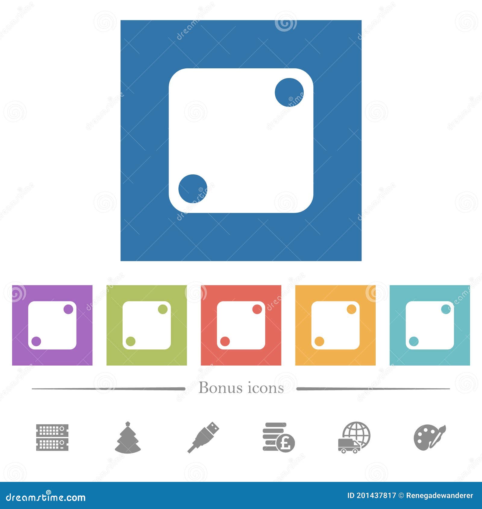 domino two flat white icons in square backgrounds