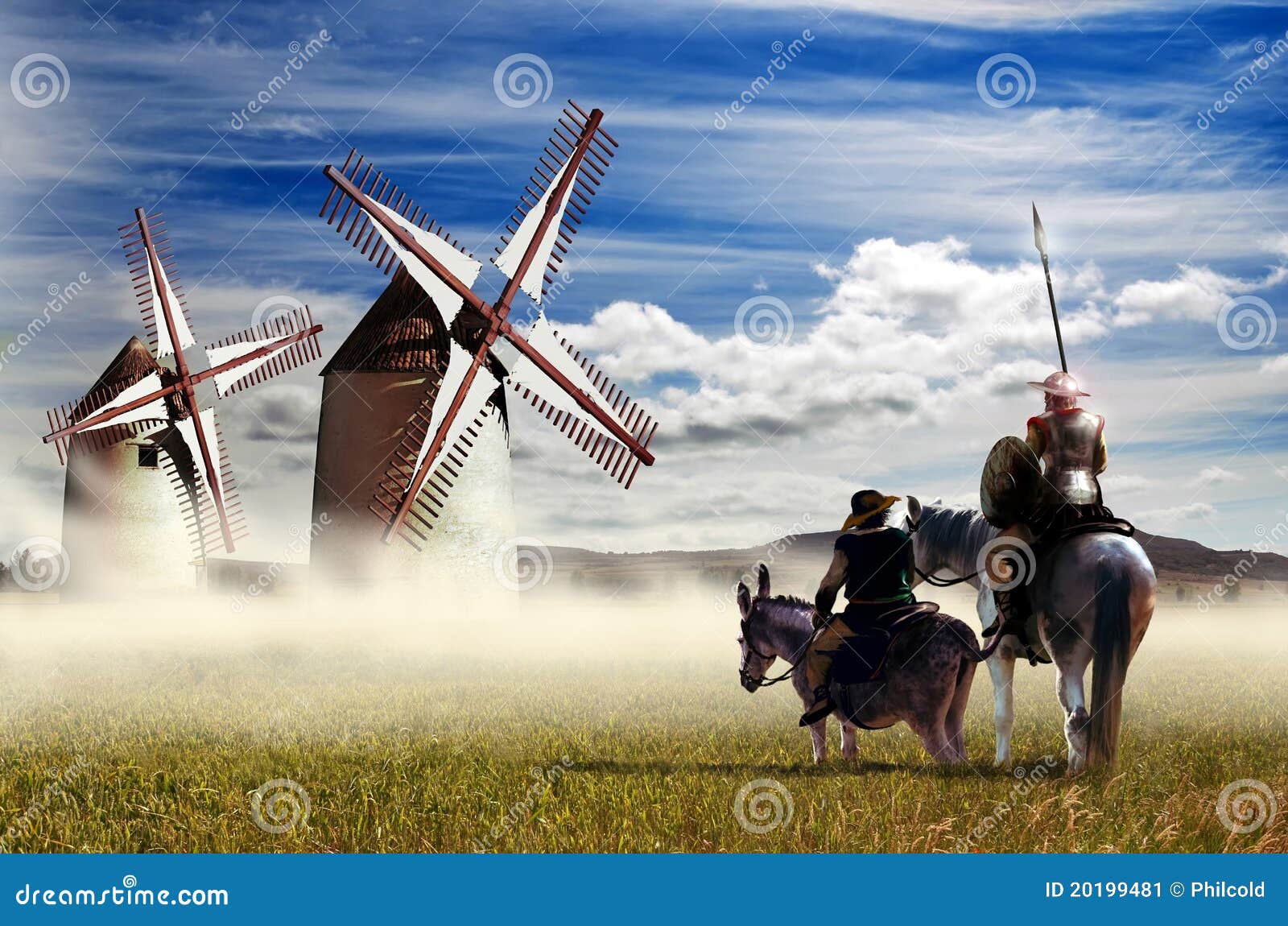 Don Quixote And Sancho Panza Stock Illustration Illustration Of Donkey Landmark