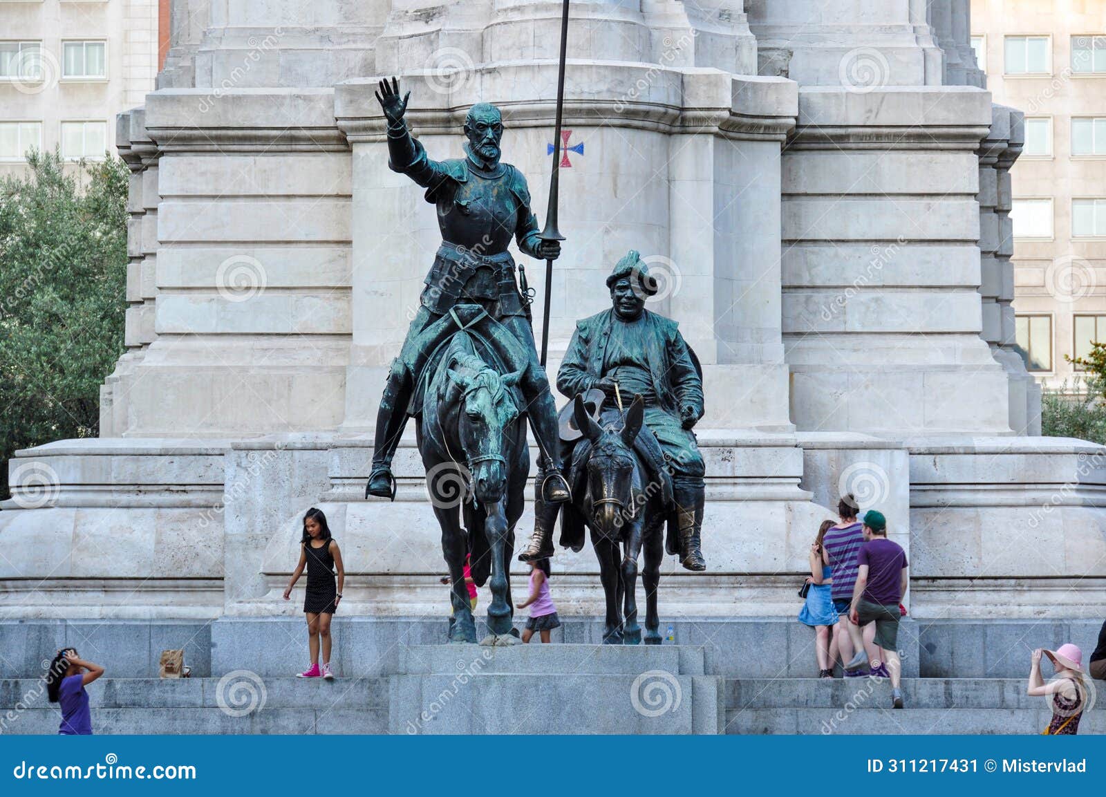 Don Quixote and Sancho Panza Monument on Spain Square, Madrid, Spain ...