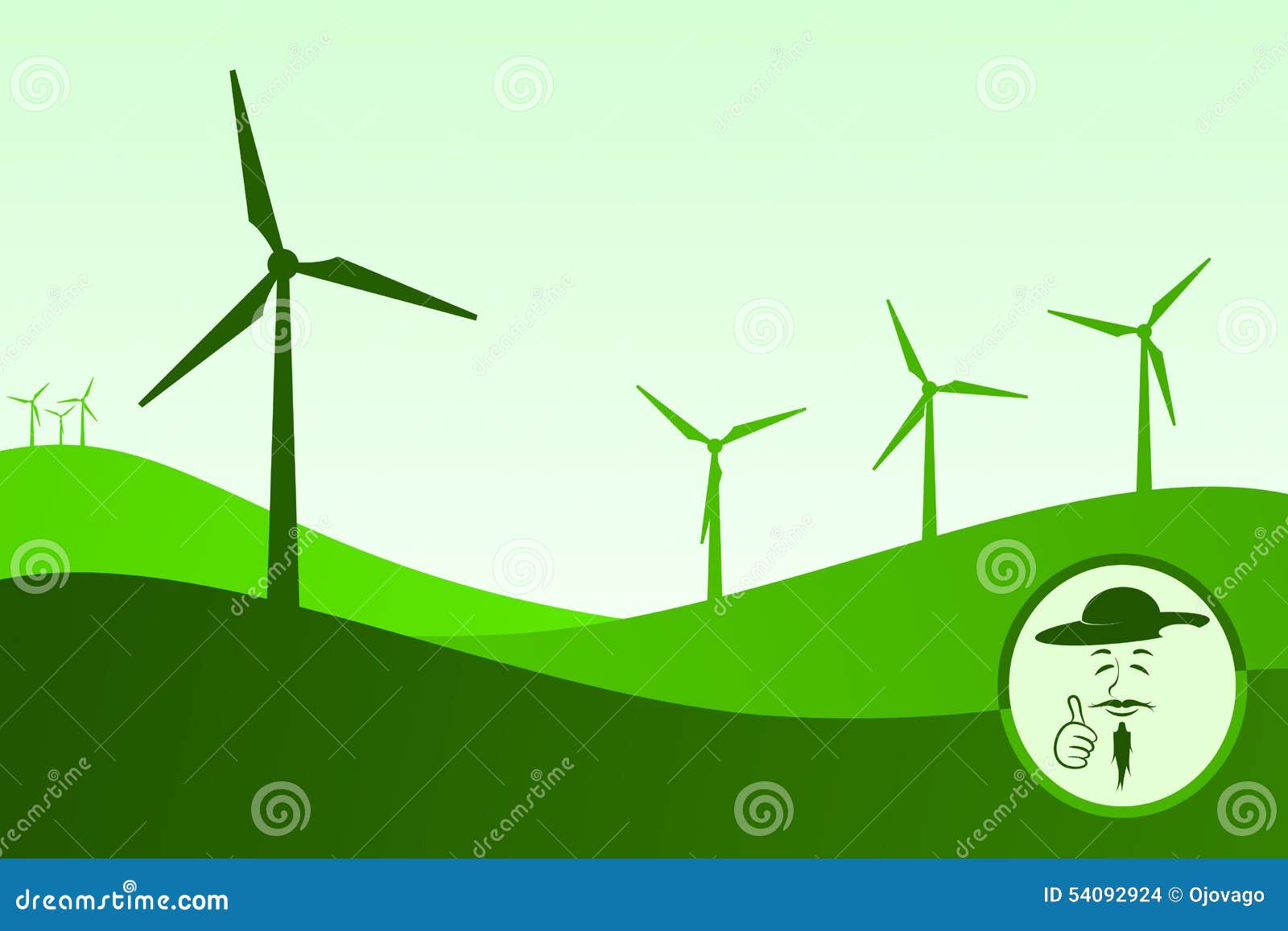 Don Quixote and the Windmills Vector Illustratie - Illustration of ...
