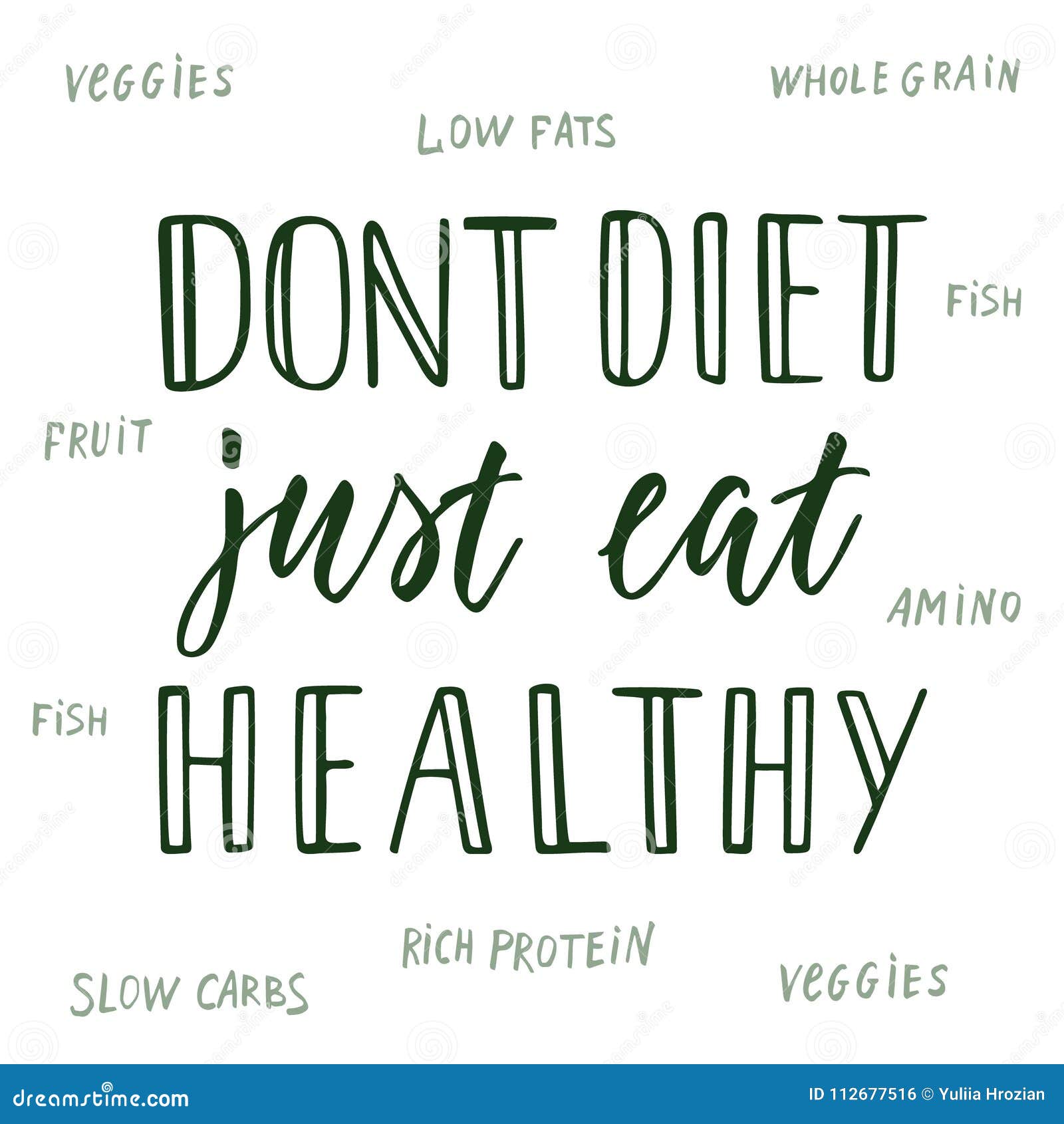 Don`t Diet Just Eat Healthy Calligraphic Quote and Background ...