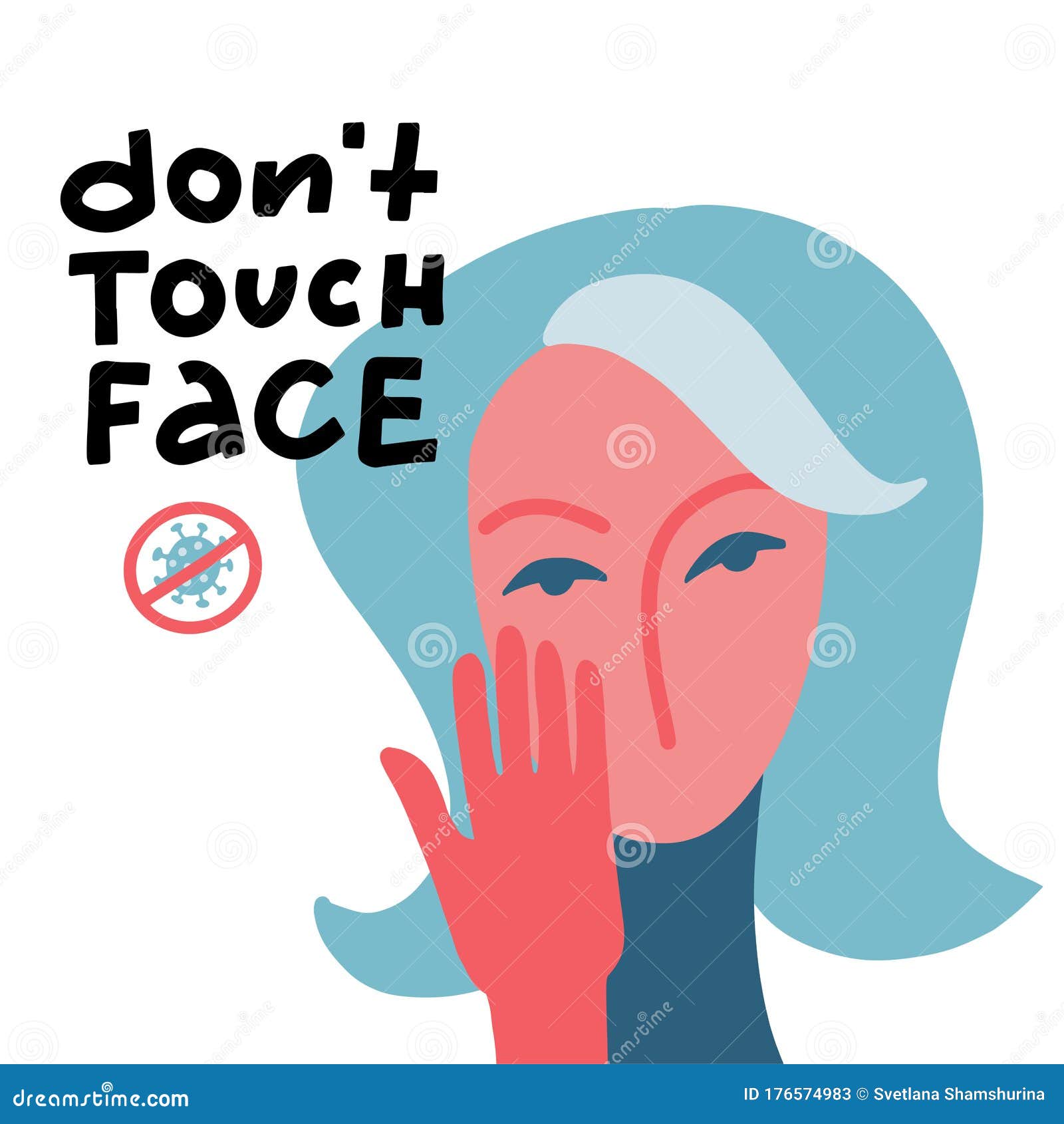 Don`t Touch Face - Lettering Quote. Woman Chacacter Face ...