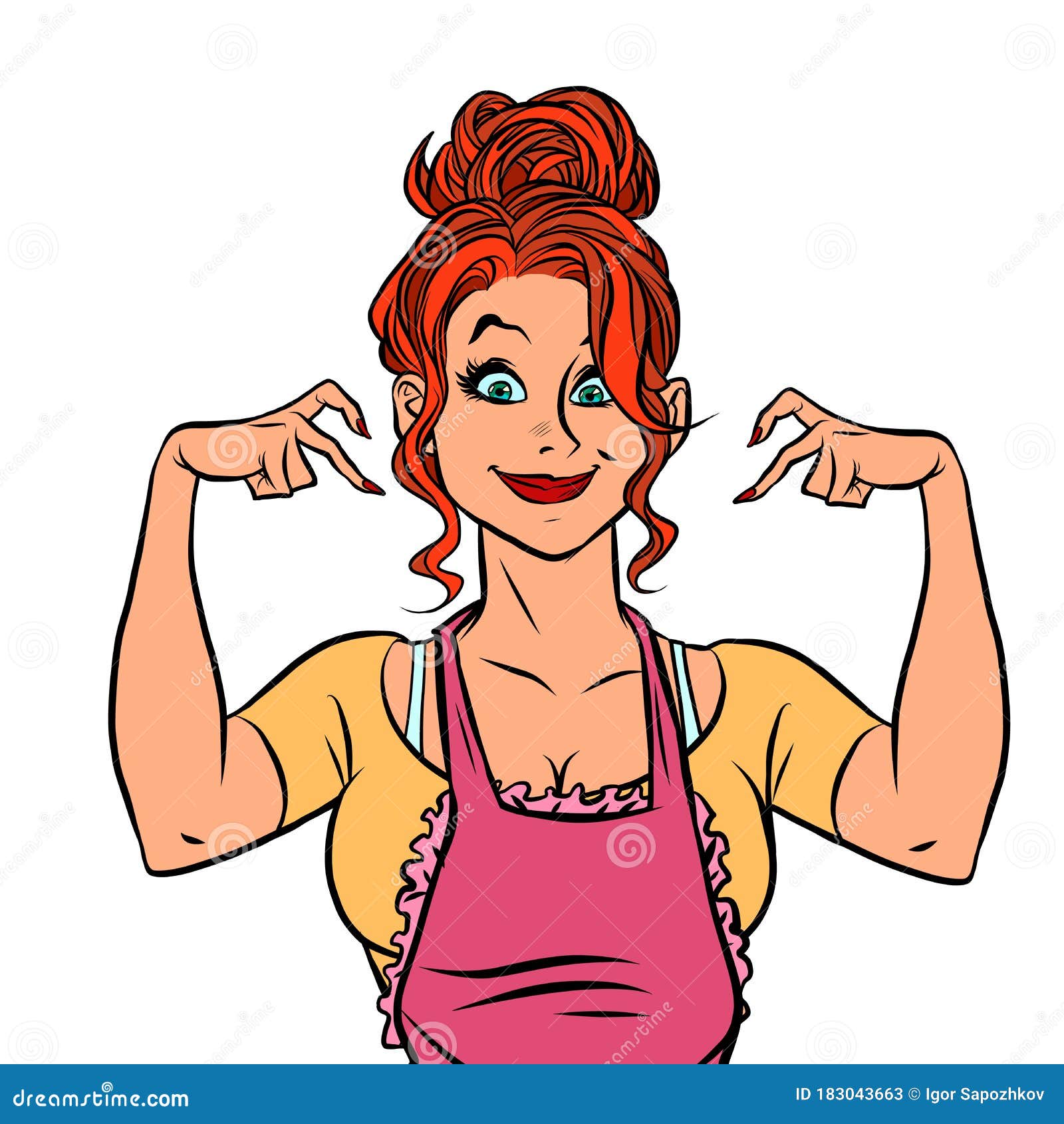 Dona De Casa Engraçada Dos Desenhos Animados Com Bolo. Dona De Casa De  Vetor Feliz Com Produtos De Padaria. Mulher Bonita No Velho Estilo Retrô.  Jovem Senhora Fazendo Torta. Ilustraciones svg, vectoriales