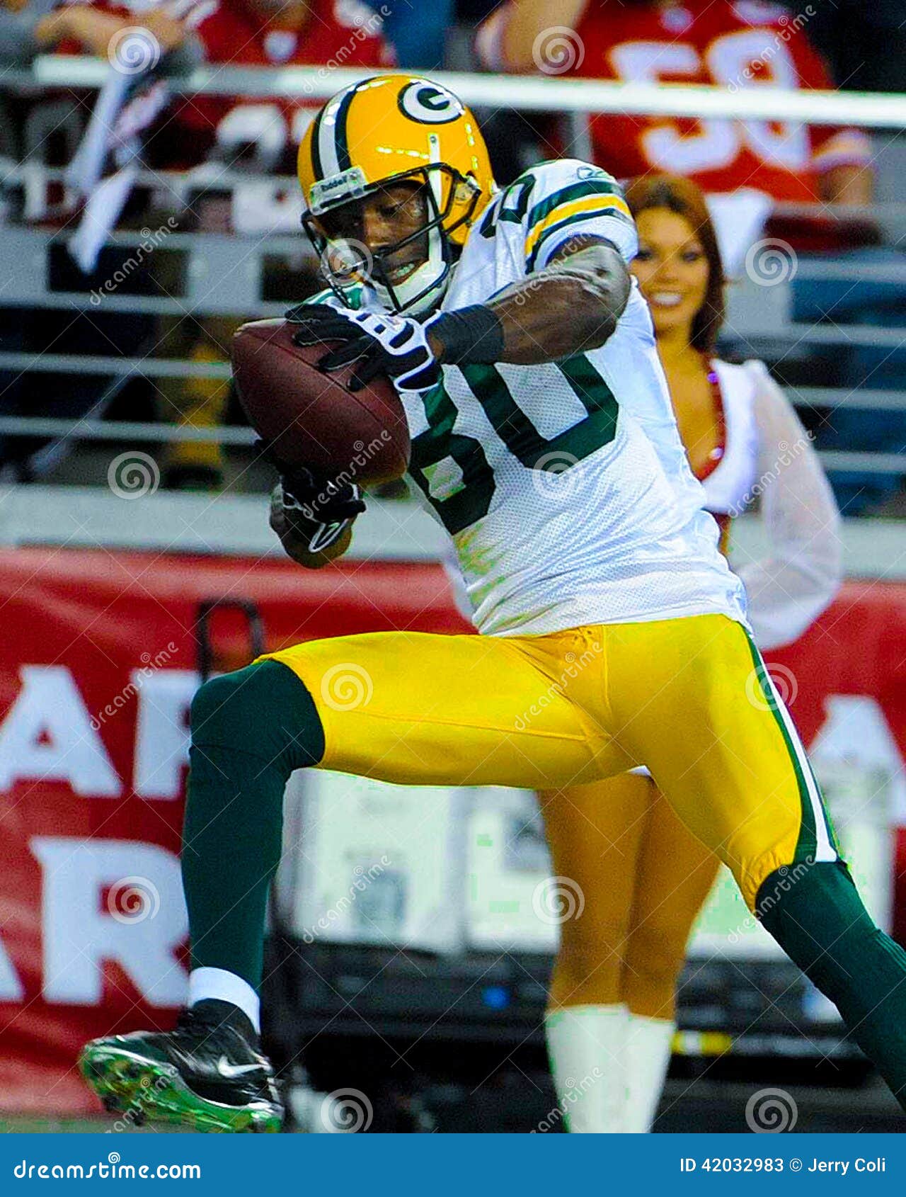 Donald Driver Going for the Touchdown. Editorial Stock Photo