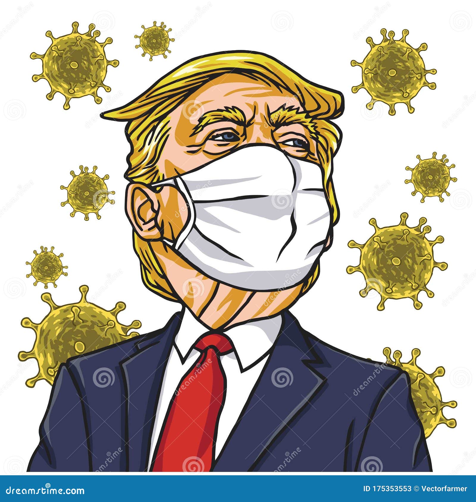 Donald Trump Wearing Corona Virus Mask Cartoon Vector ...