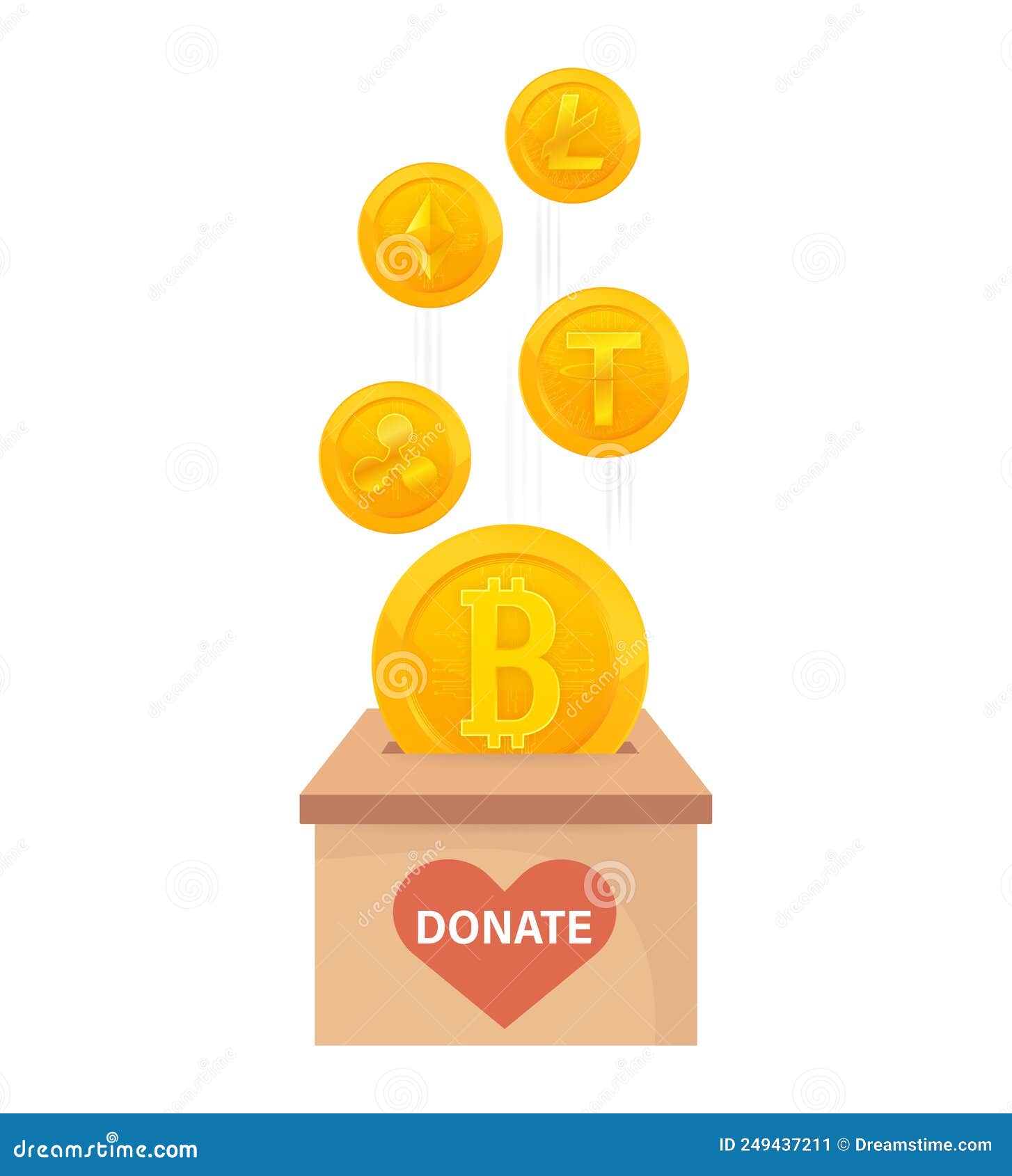 Donate Bitcoin, Crypto Currency. Vector, Illustration. Digital Electronic  Currency. Bitcoin Currency. Stock Vector - Illustration of digital,  finance: 249437211