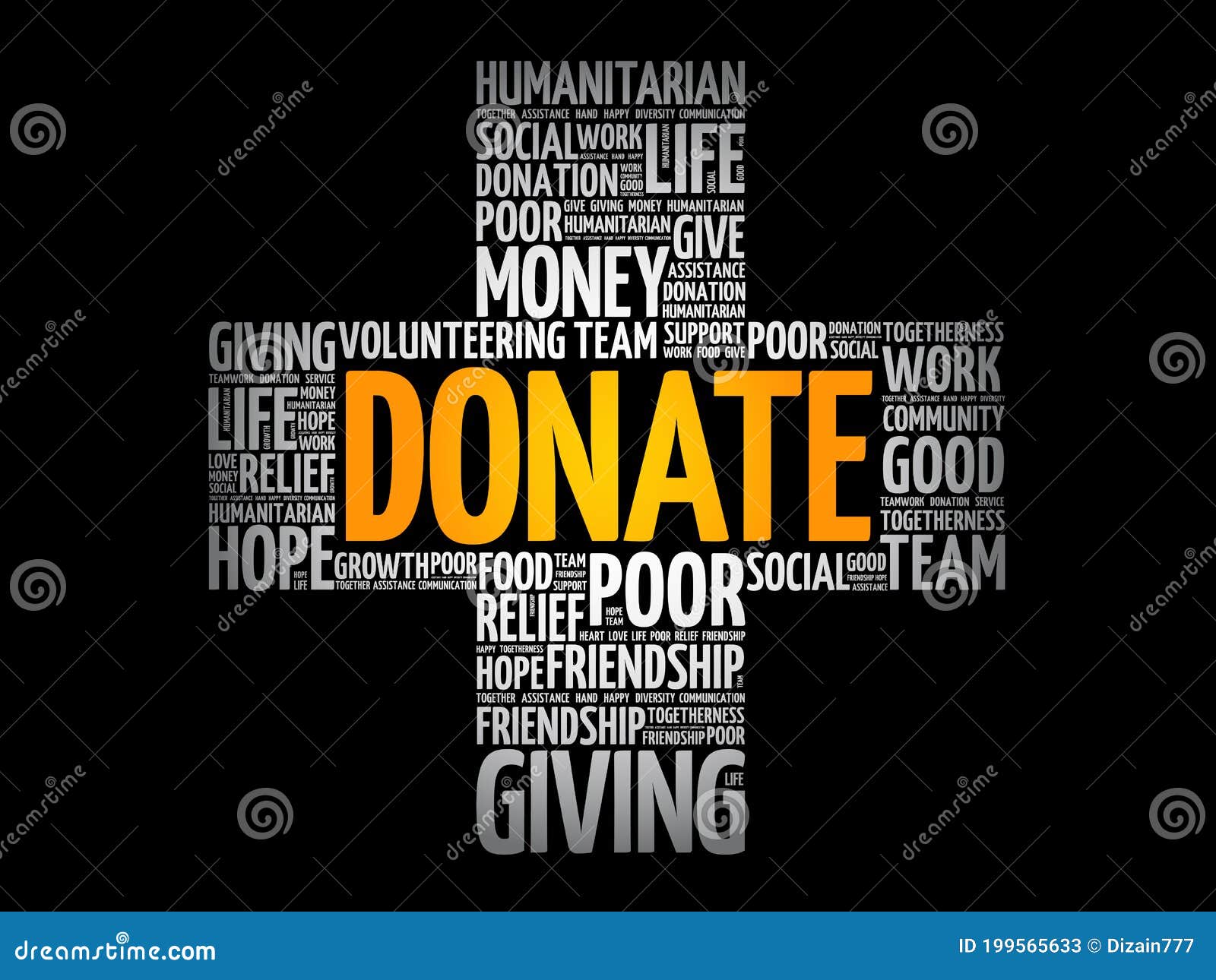 Donate Cross Word Cloud Collage Stock Illustration Illustration of