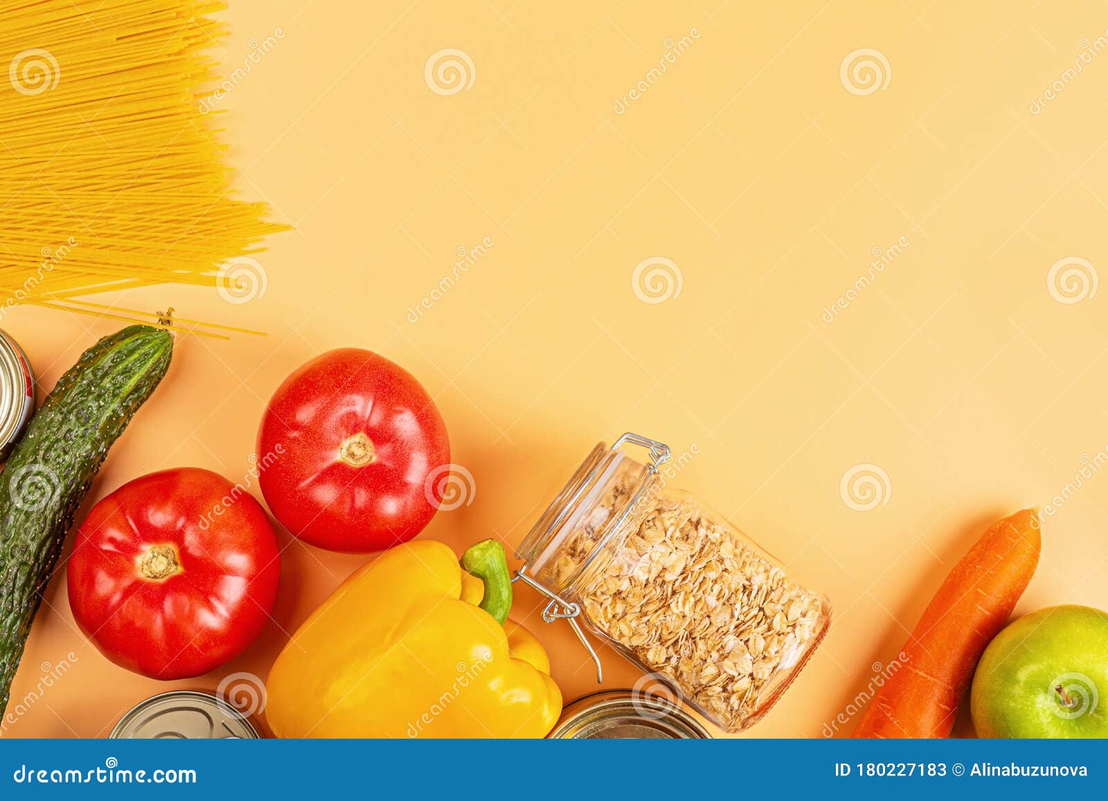 Download Donation Bag With Various Food On Orange Background With ...