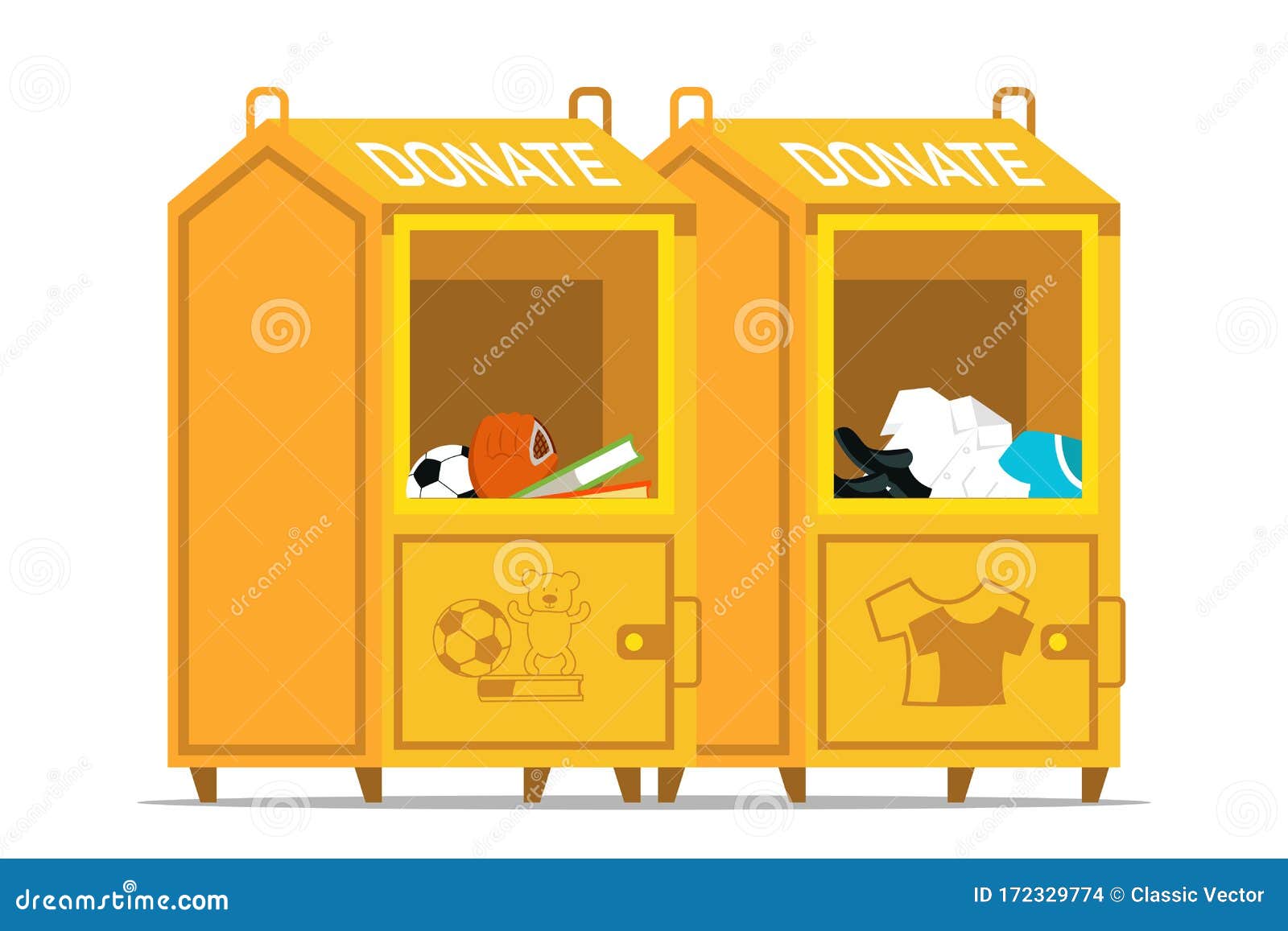 Donation Boxes Flat Vector Illustration Stock Vector