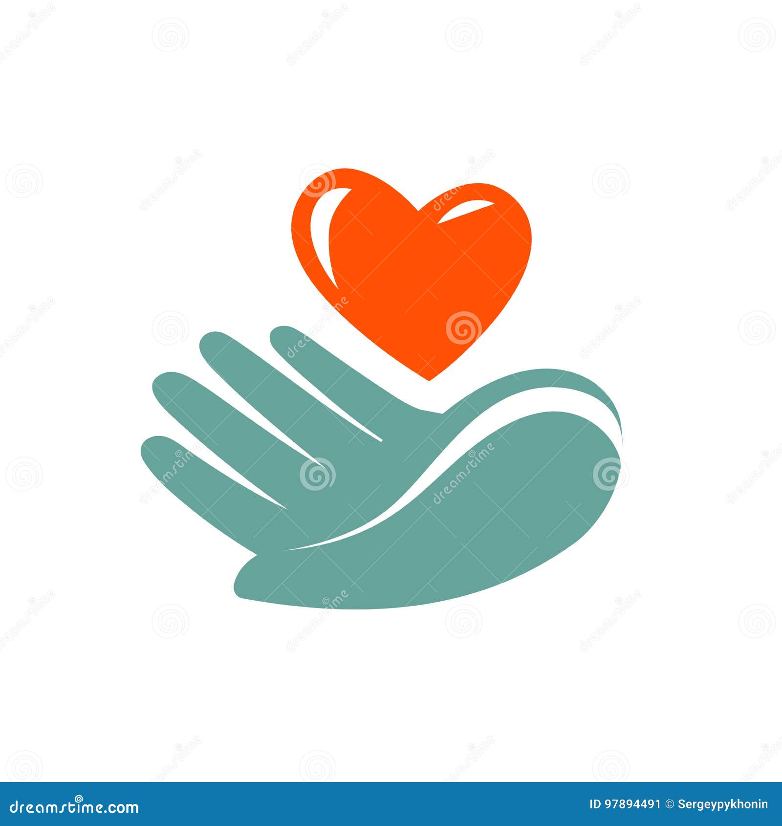 donation, charity logo or label. hand holding heart icon.  