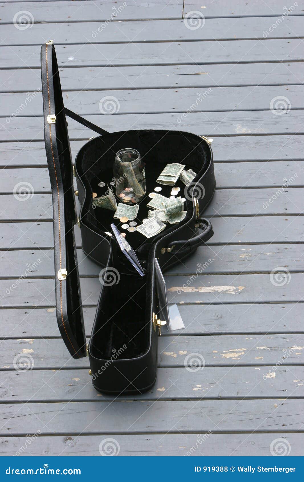 Donations for the Performing Guitarist Stock Photo Image of musician