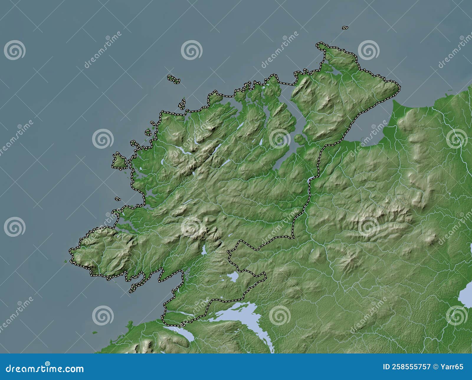 Donegal County Ireland Elevation Map Colored Wiki Style Lakes Rivers Donegal Ireland Wiki No Legend 258555757 