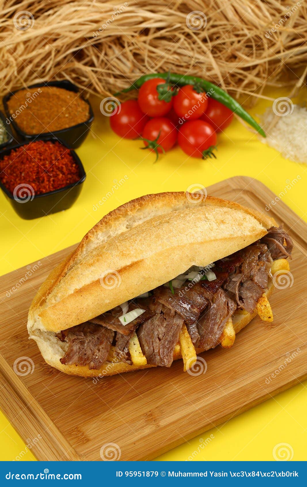 Doner-Kebab-Fleisch-Sandwich Stockbild - Bild von abendessen, fleisch ...