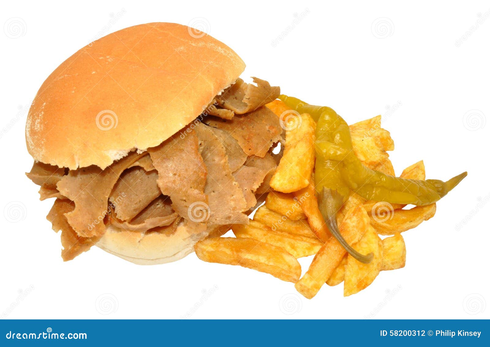 Doner Kebab Meat Sandwich and Chips Stock Photo Image of sandwich