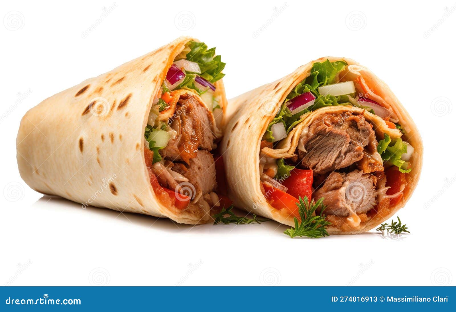 Doner Kebab Rolls , a Shawarma in a Pit of Fresh Vegetables and Meat. Concept Menus and