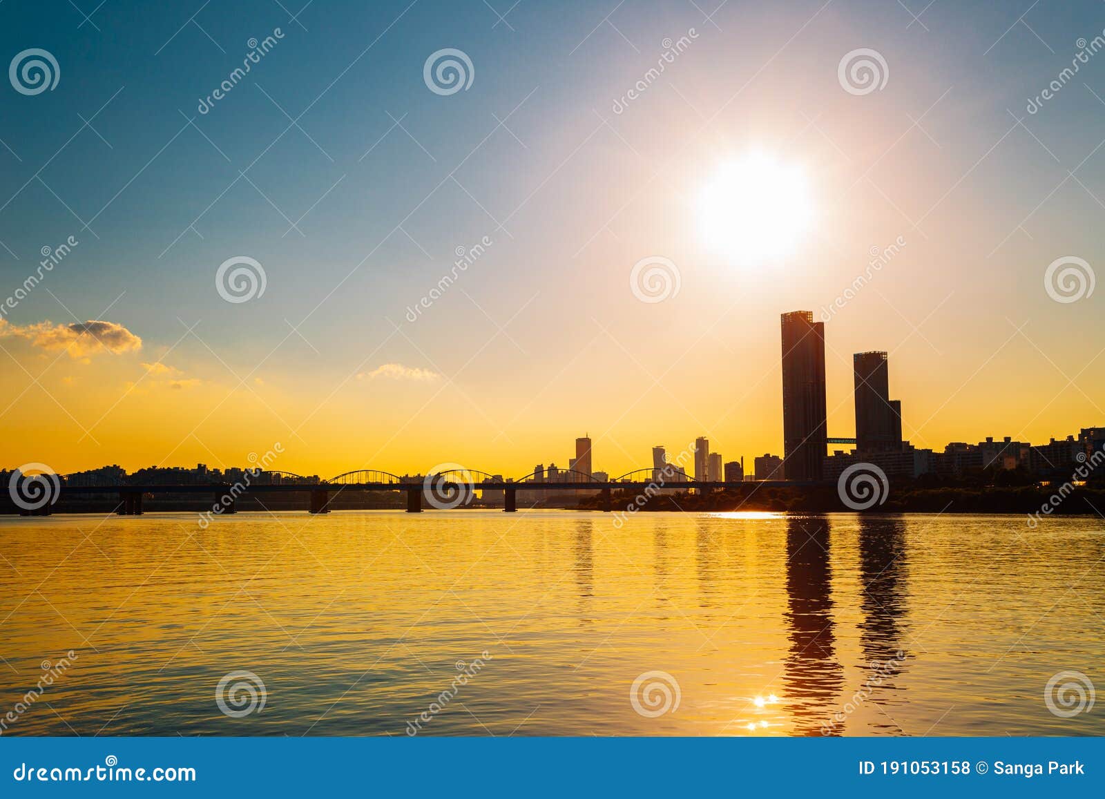 Dongjak Bridge and Modern Cityscape with Han River Under Dramatic ...