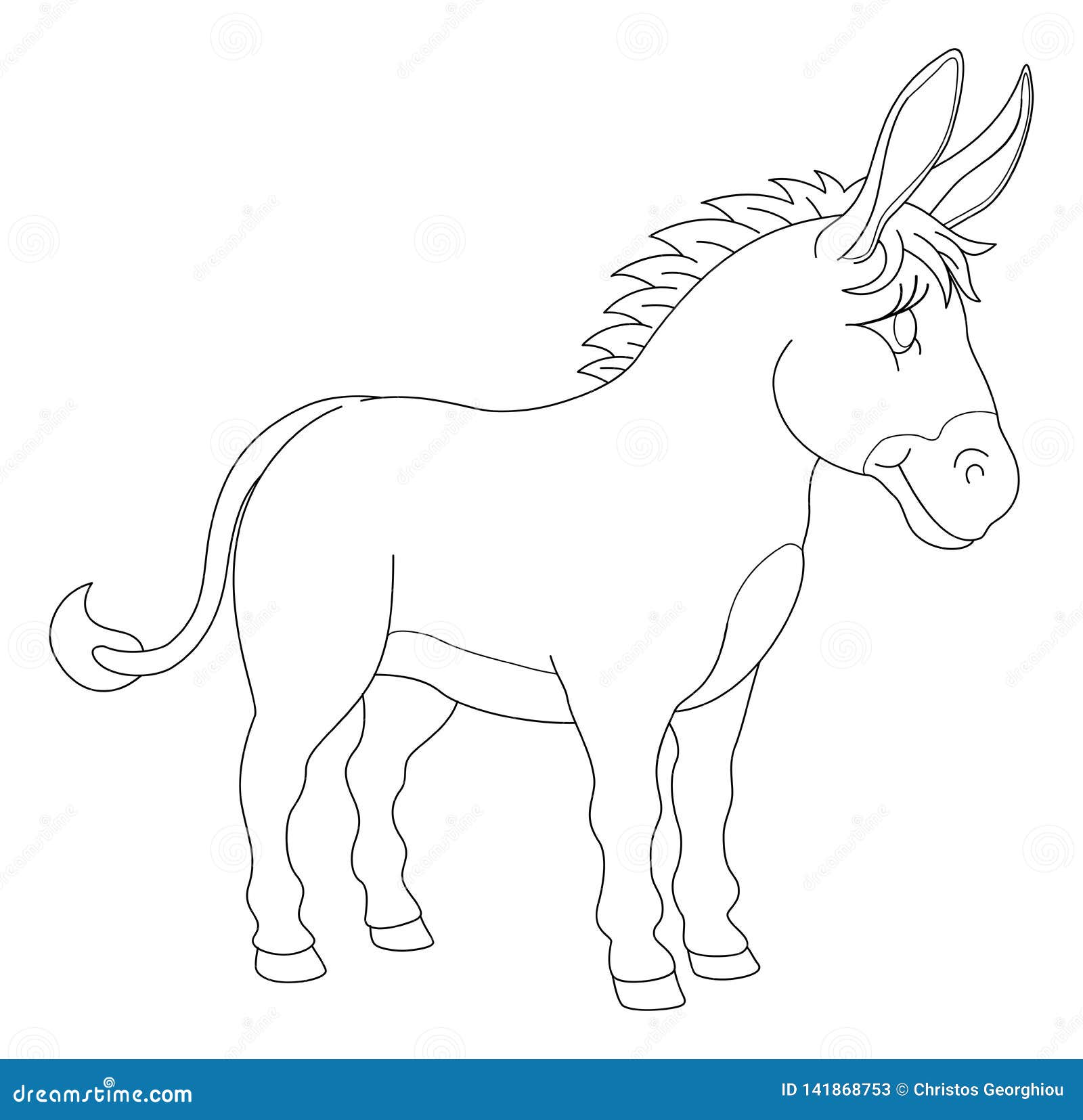 Donkey Animal Cartoon Character Stock Vector - Illustration of donkeys,  black: 141868753