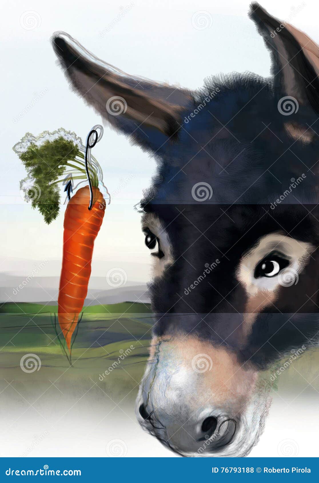 Donkey and carrot stock illustration. Illustration of farm 76793188