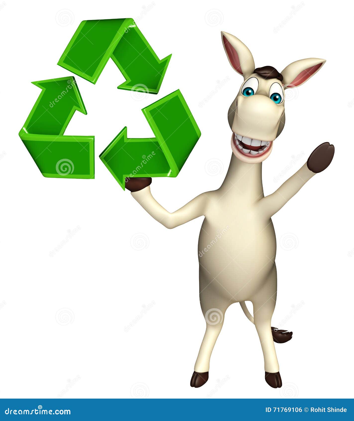 Donkey Cartoon Character with Recycle Sign Stock Illustration -  Illustration of character, pollution: 71769106