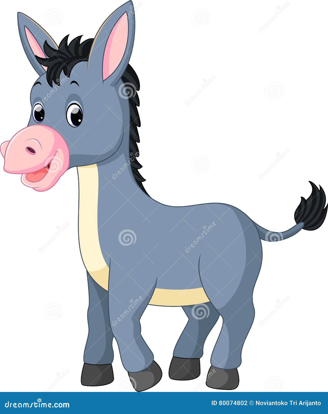 Donkey cartoon stock vector. Illustration of horse, friendly - 80074802