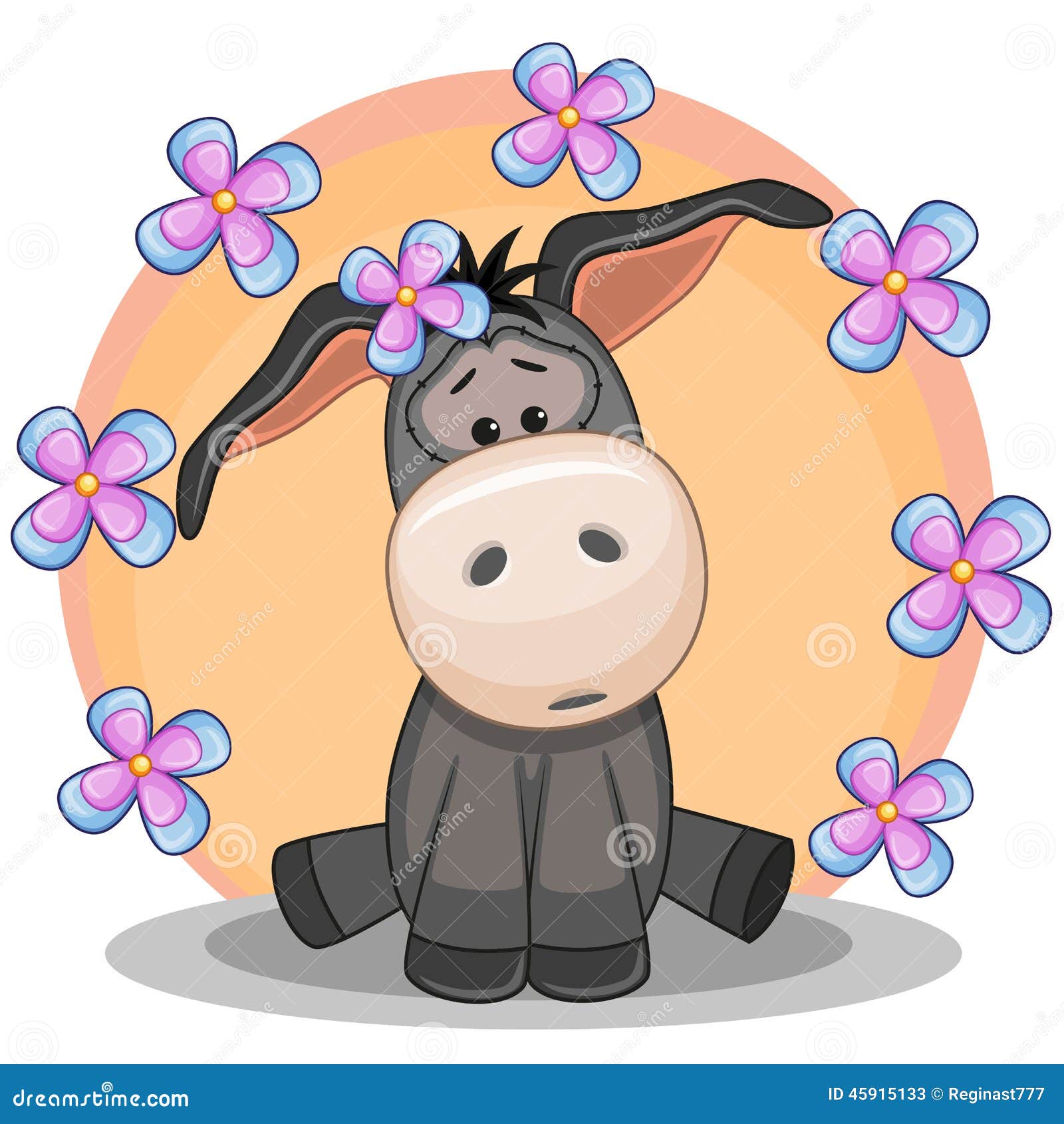 Donkey with flowers stock vector. Illustration of cheerful 45915133