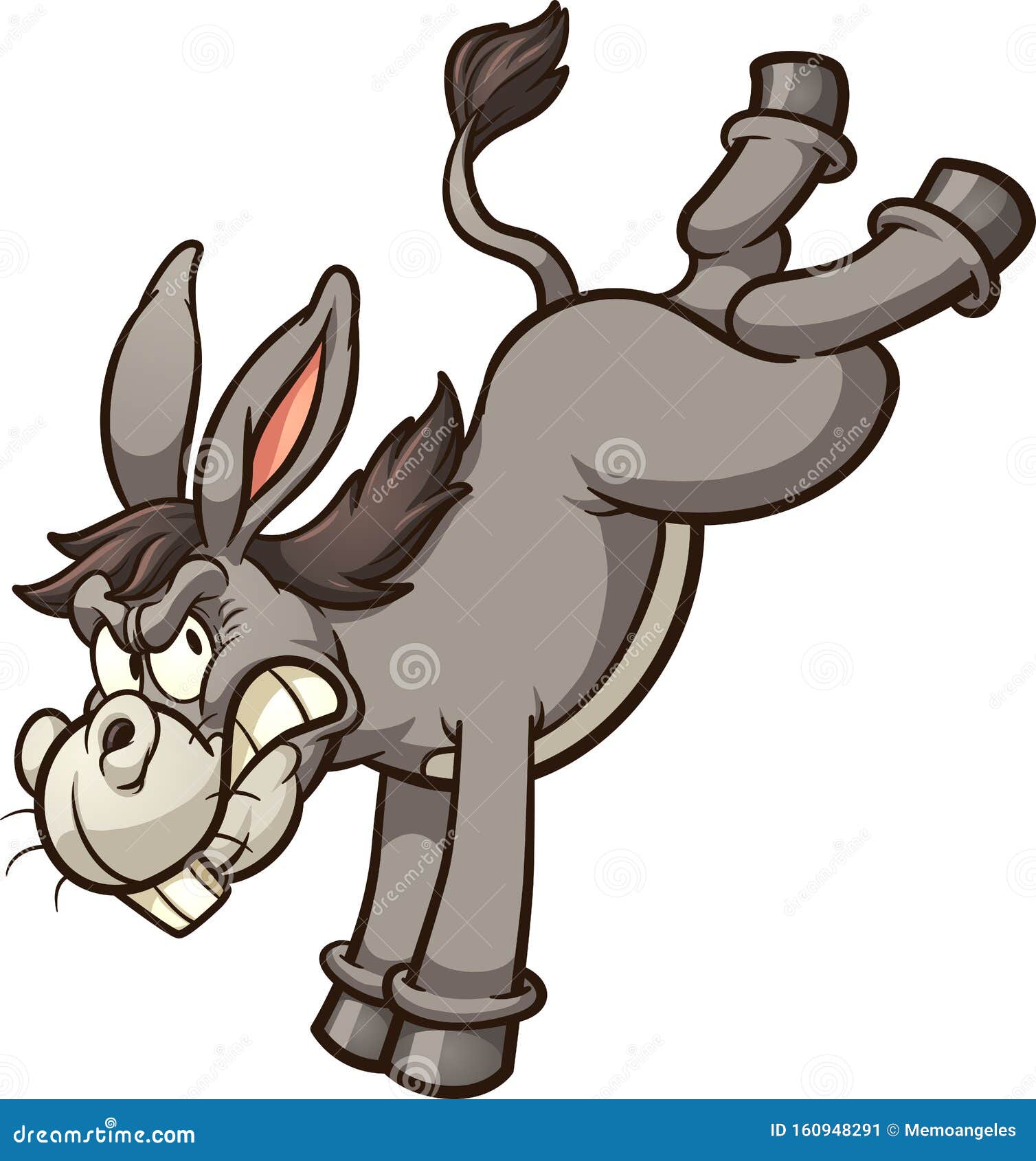 angry cartoon donkey throwing a back kick