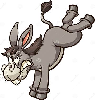 Angry Cartoon Donkey Throwing a Back Kick Stock Vector - Illustration ...