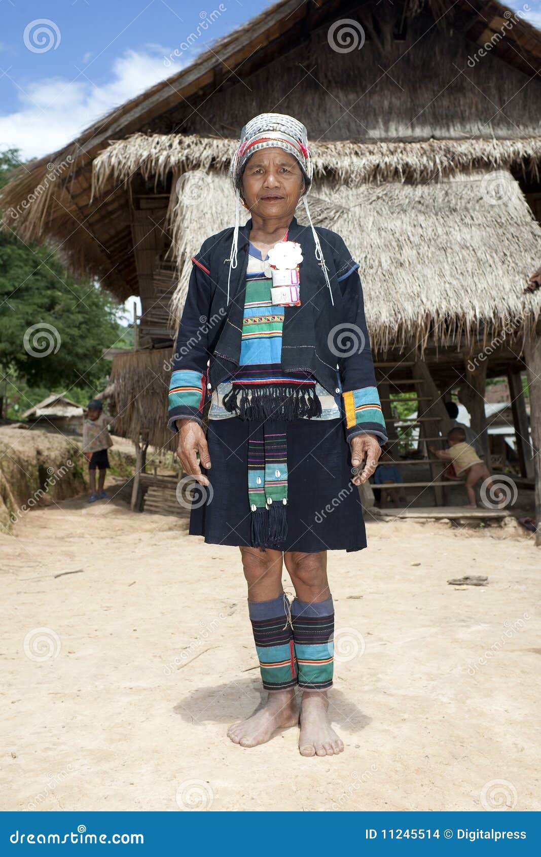 Donna Asiatica Akha in Costume Tradizionale, Laos Fotografia Stock ...