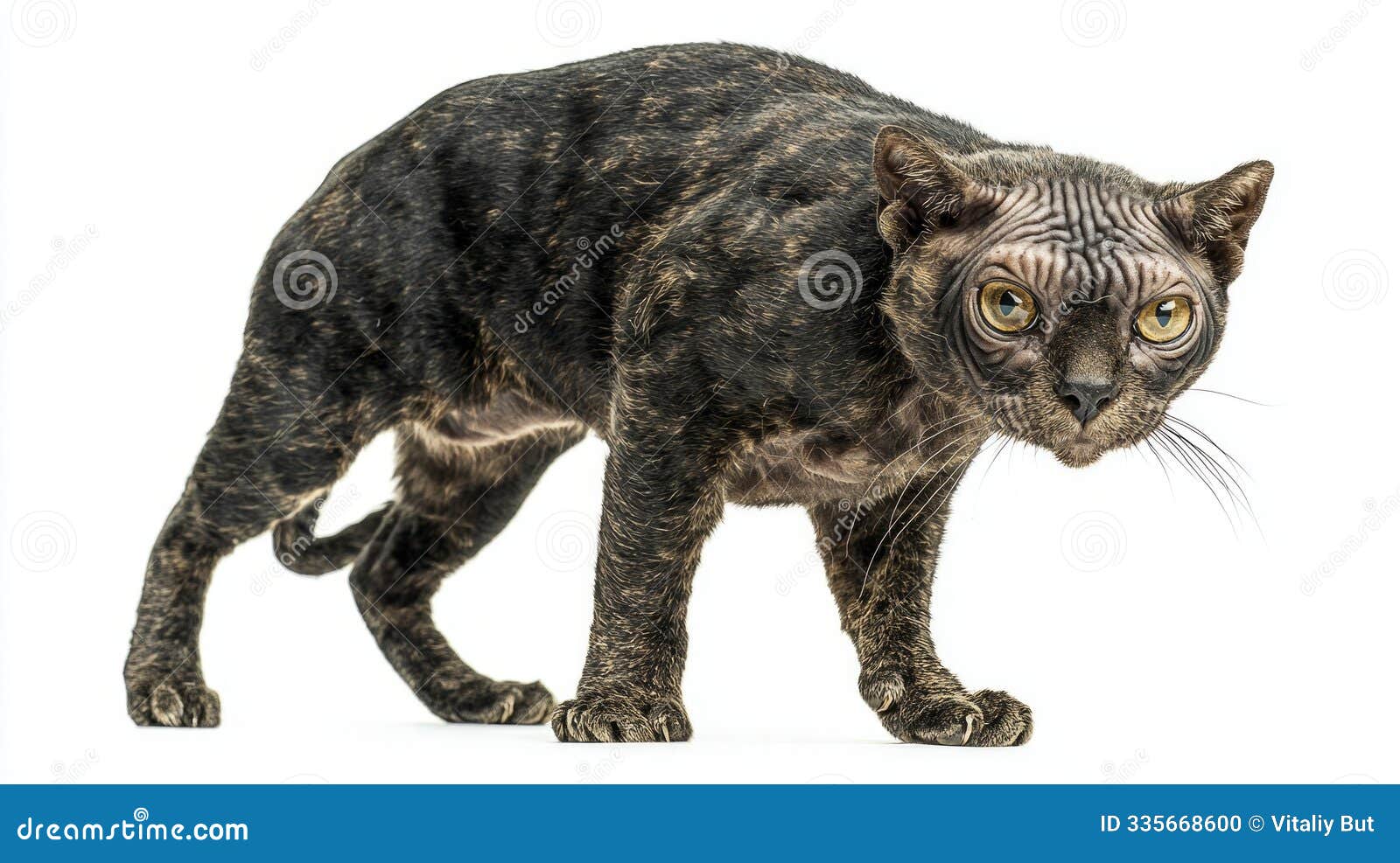 donskoy cat captivates with its distinctive hairless texture and prominent ears, showcasing its unique features while