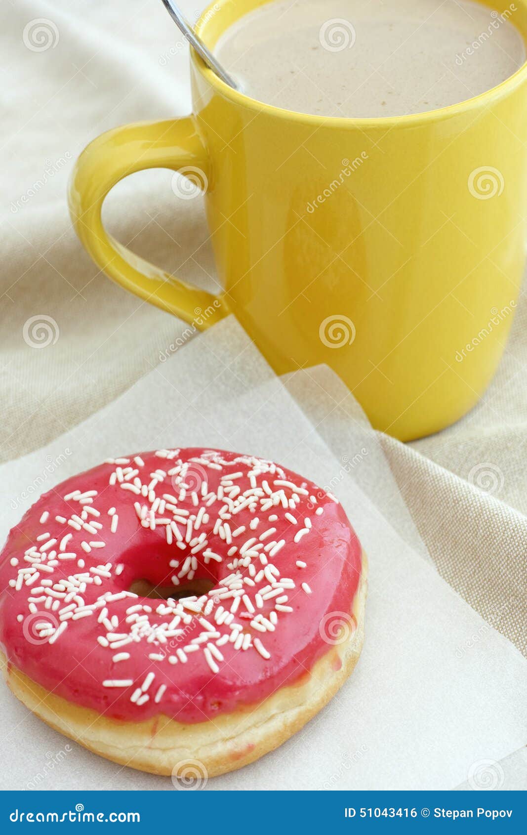 Donut and coffee cup stock photo. Image of bake, cookie 51043416