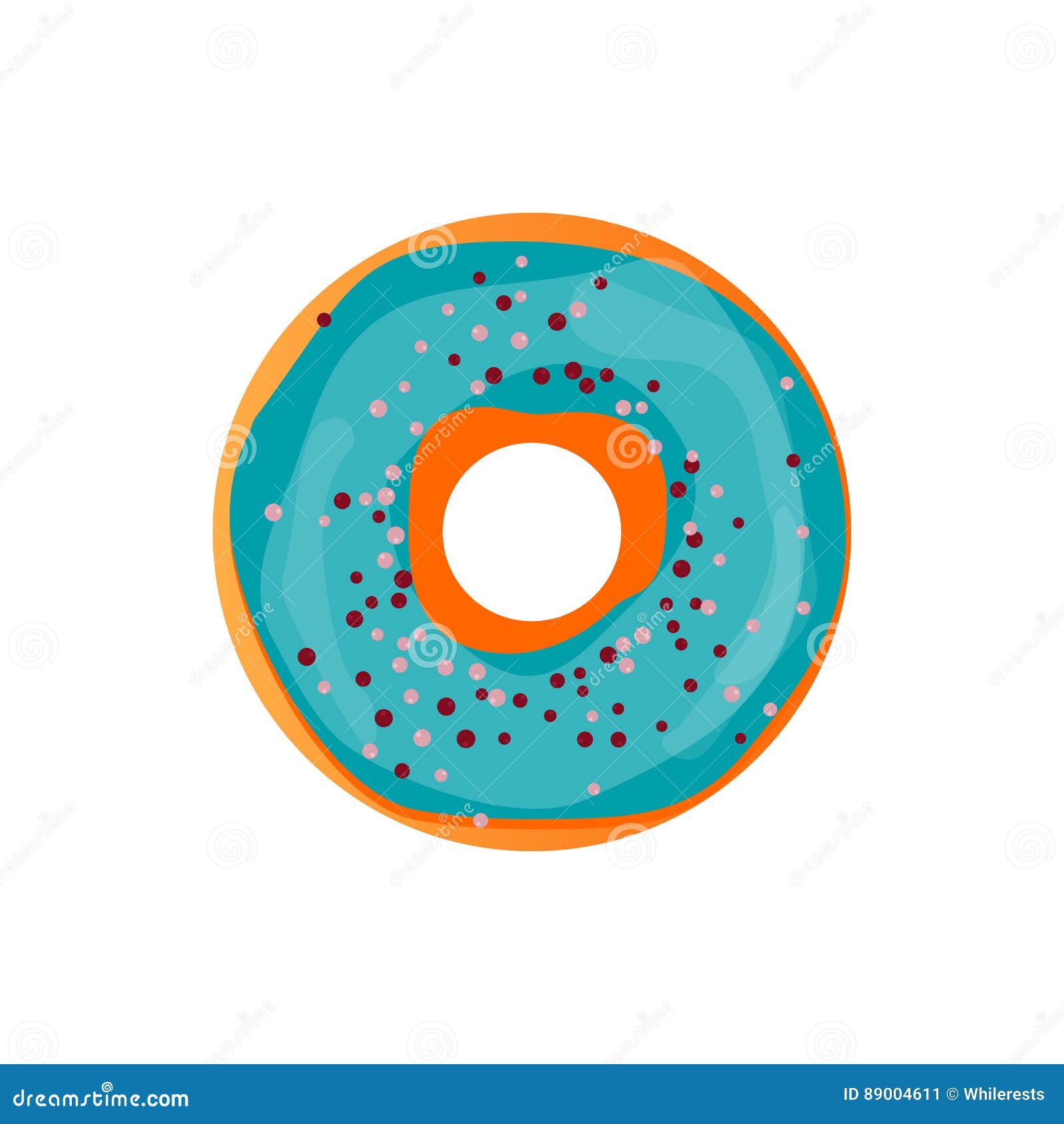 Donut Delicious With Sprinkles Isolated On White Background. Vector