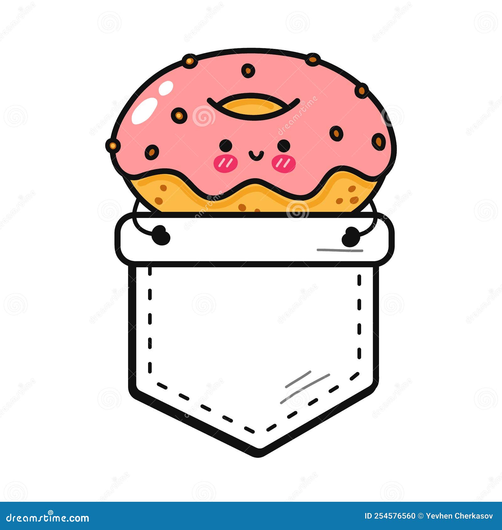 Fofo Donut Kawaii. Ilustração De Estilo De Desenho Animado Isolado